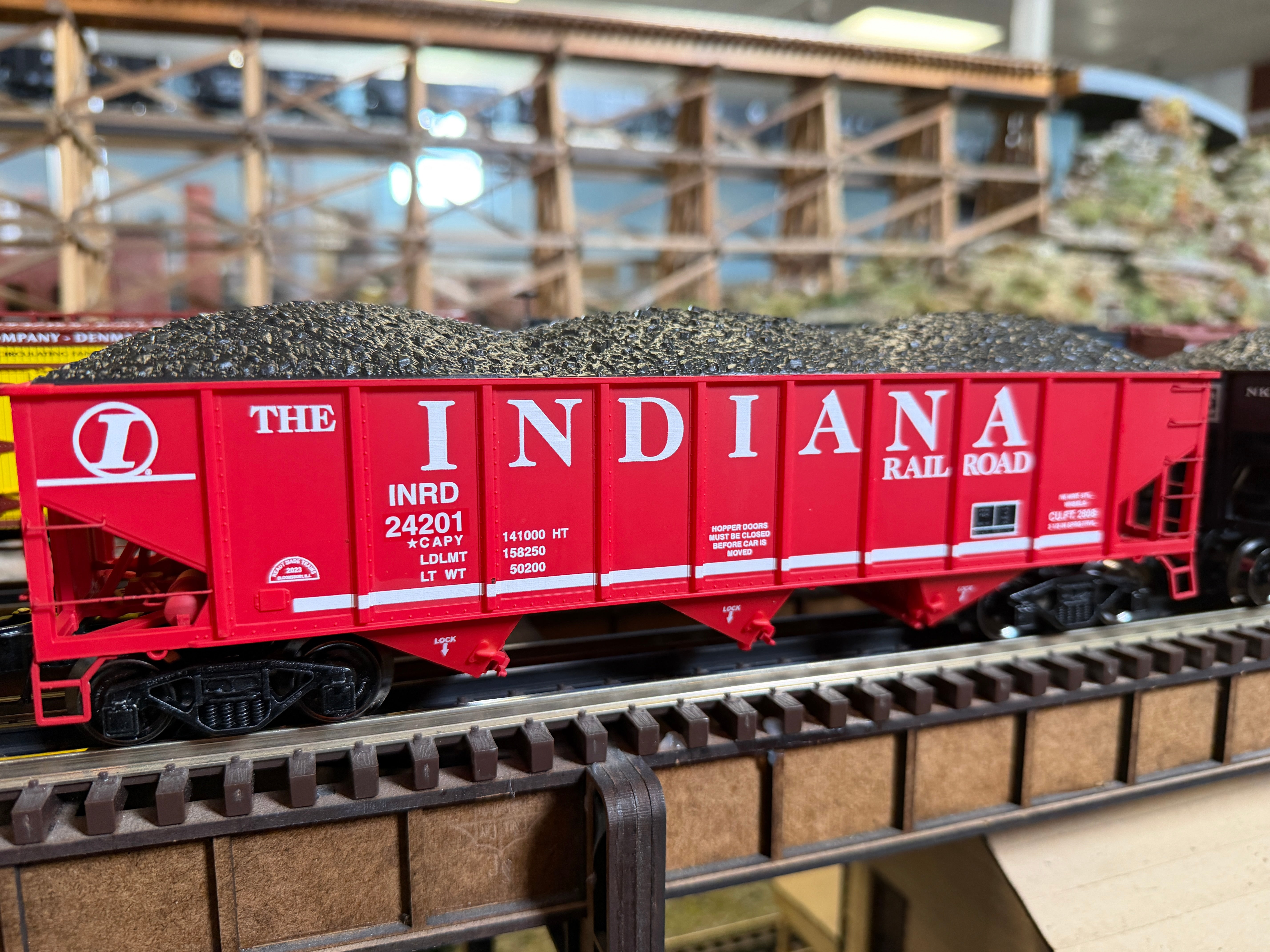 Ready Made Trains RMT-66299-105 - 70 Ton 3-Bay Coal Hopper Car "Indiana Railroad" w/ Load - Custom Run for MrMuffin'sTrains