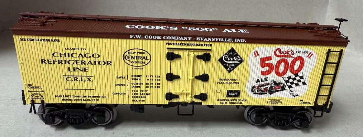 Ready Made Trains RMT-86199-153 - 36' Woodside Reefer Car "Chicago Refrigerator Line" (Cook's 500 Ale) - Custom Run for MrMuffin'sTrains