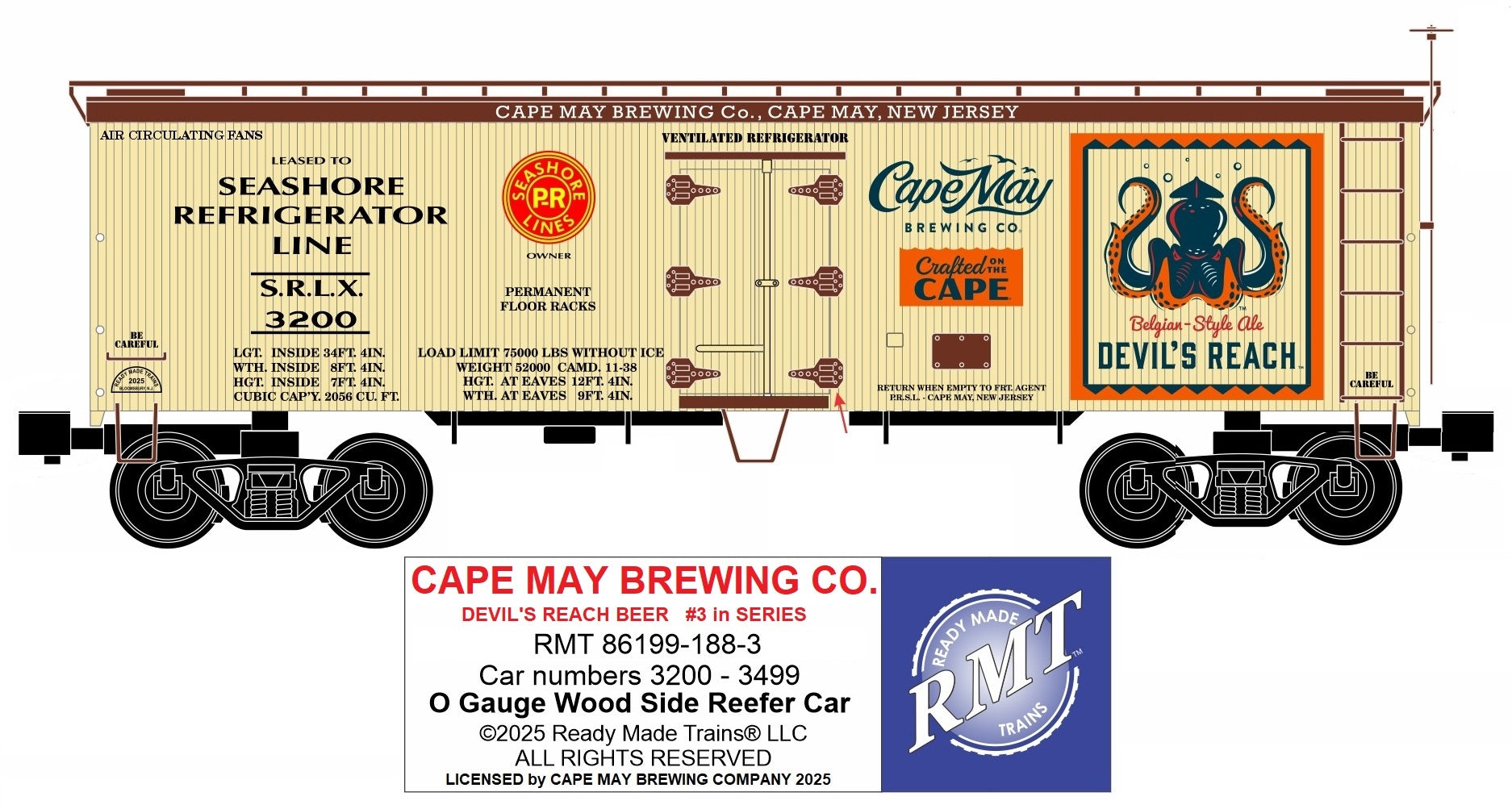 Ready Made Trains RMT-86199-188-3 - 36' Woodside Reefer Car "Cape May" – MrMuffin'sTrains