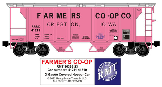 Ready Made Trains RMT-86399-23 - 2-Bay Covered Hopper Car "Farmer Co-op Grain"