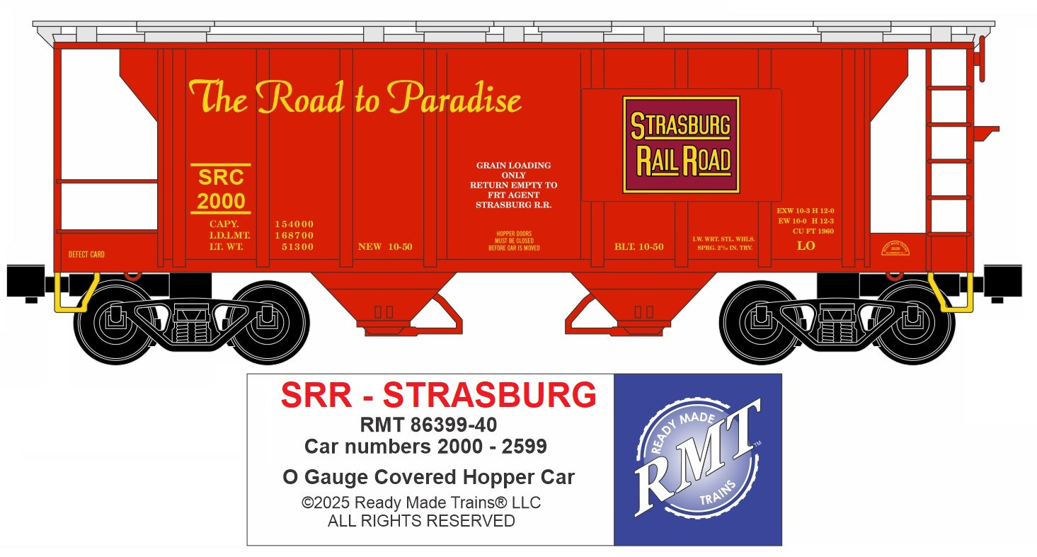 Ready Made Trains RMT-86399-40 - 2-Bay Covered Hopper Car "Strasburg"