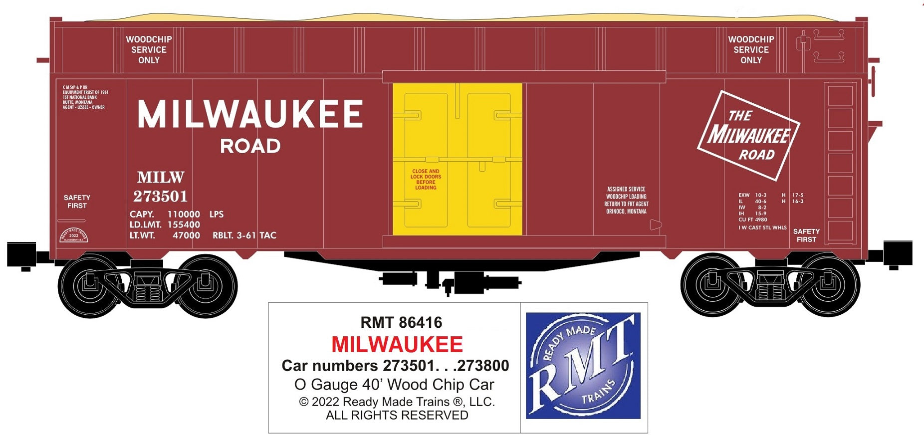 Ready Made Trains RMT-86416 - 40' Woodchip Car "Milwaukee Road"