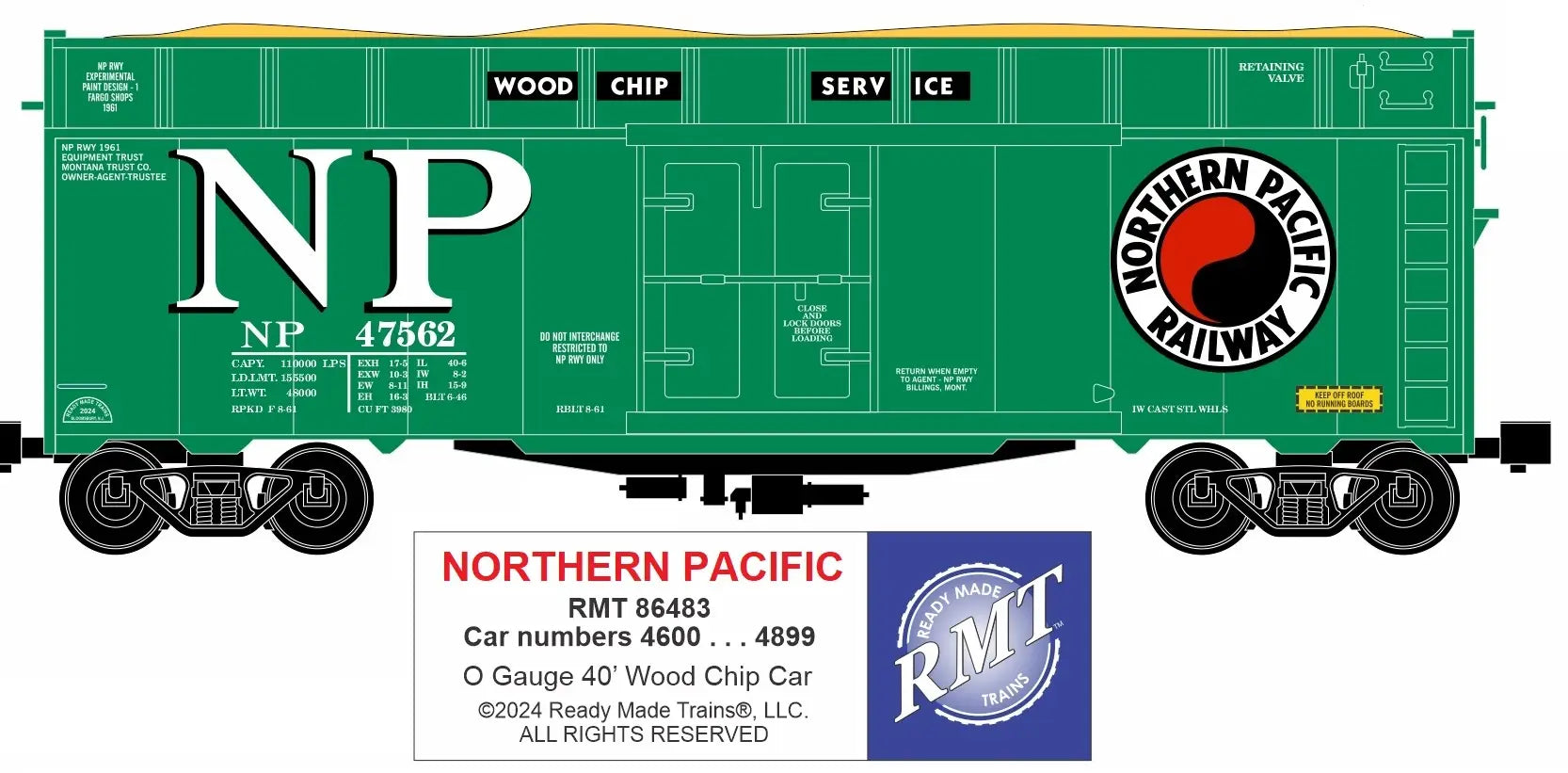 Ready Made Trains RMT-86483 - 40' Woodchip Car "Northern Pacific"