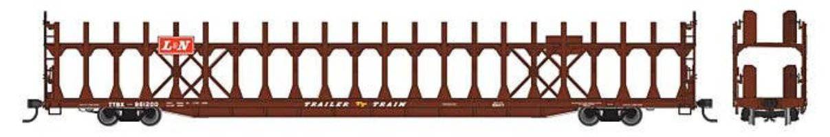 Walthers HO 910-8041 - Mainline - 89' Flatcar w/ Bi-Level Open Auto Rack "Louisville & Nashville" #961200