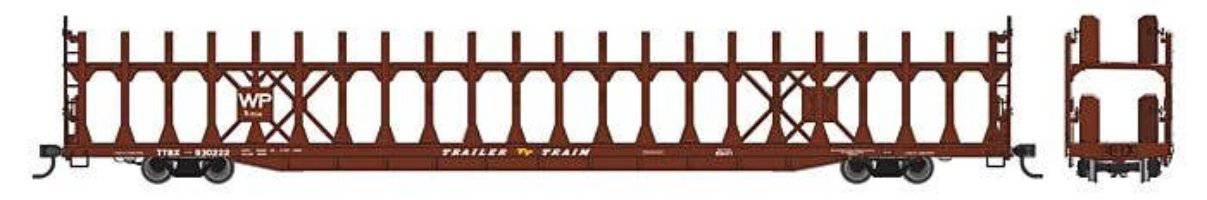 Walthers HO 910-8047 - Mainline - 89' Flatcar w/ Bi-Level Open Auto Rack "Western Pacific" #930237