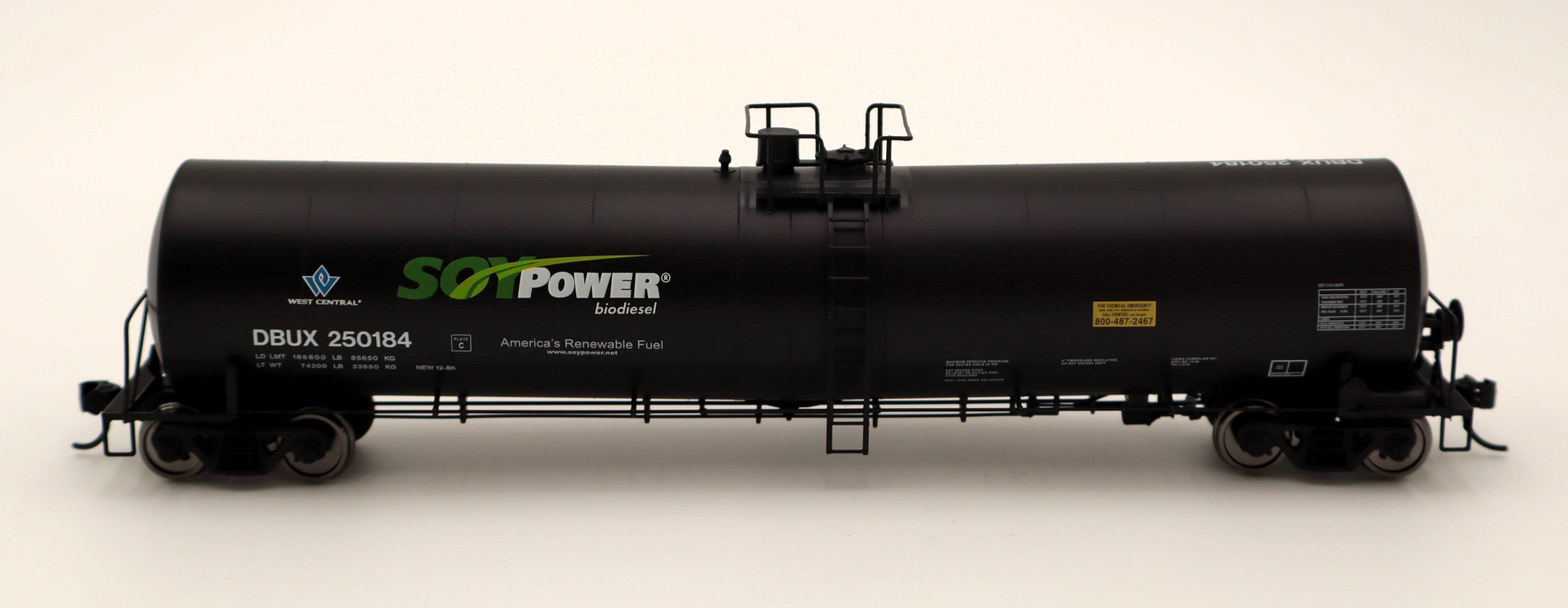 Walthers HO 910-48241 - Mainline - Trinity 25,000-Gallon Tank Car "DBUX" #250189 (Soy Power)