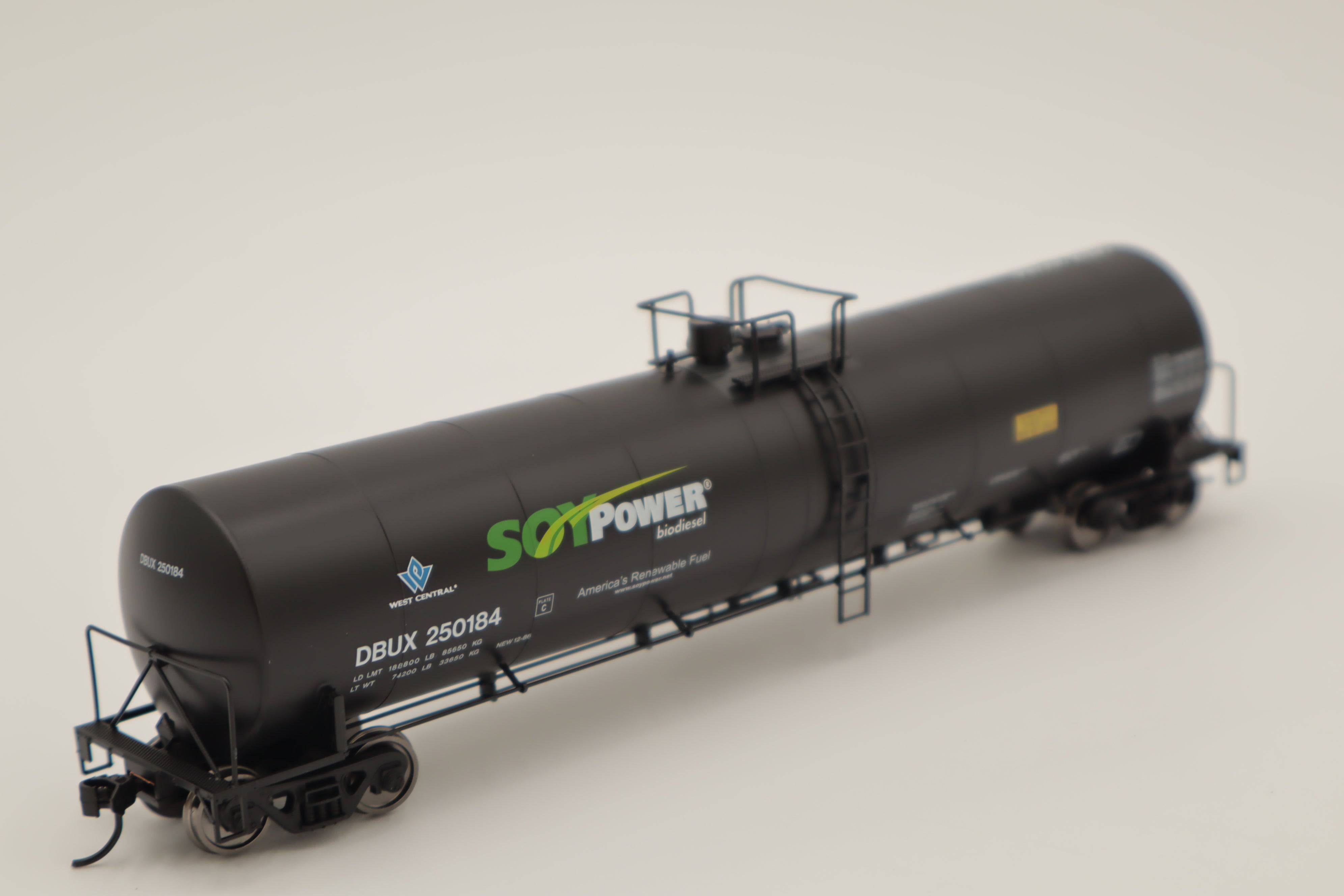 Walthers HO 910-48240 - Mainline - Trinity 25,000-Gallon Tank Car "DBUX" #250187 (Soy Power)