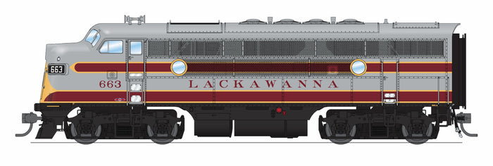 Broadway Limited Imports HO 9665 - EMD F3A Diesel Locomotive "Delaware, Lackawanna & Western" #664 (2020s Steamtown Version, gray, maroon) DC/Stealth