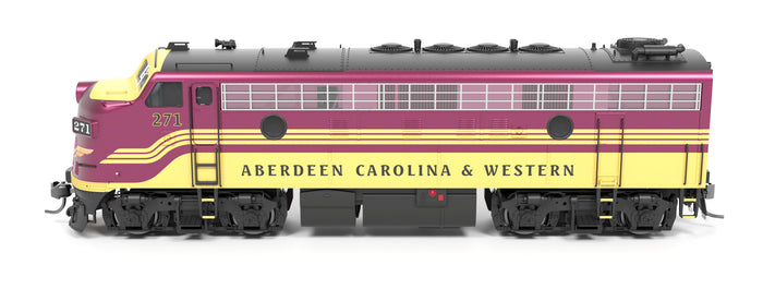 Broadway Limited Imports HO 9680 - EMD F9A Diesel Locomotive "Aberdeen, Carolina & Western" #271 (magenta, yellow) w/DCC/Paragon4Sound