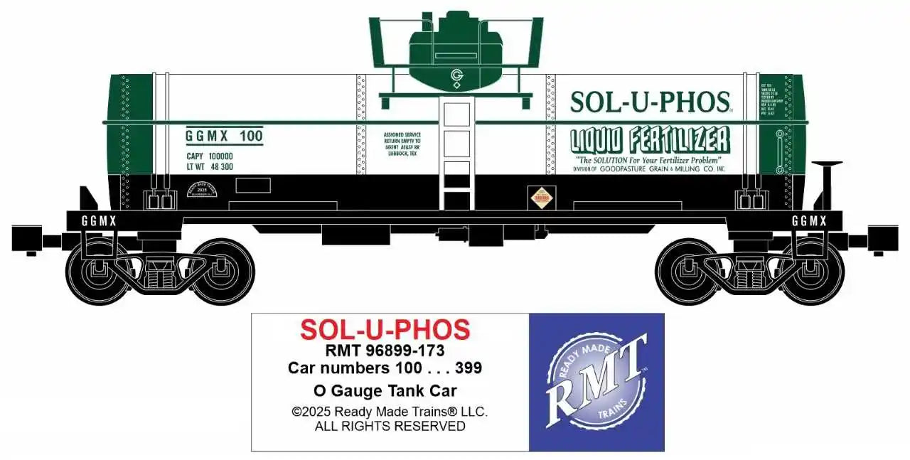 Ready Made Trains RMT-96899-173 - 8000 Gallon Single Dome Tank "SOL-U-PHOS"