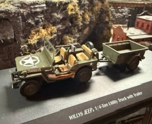 Atlas O 3002658 - Willys Jeep 1/4-Ton Utility Truck w/ Trailer 1/43