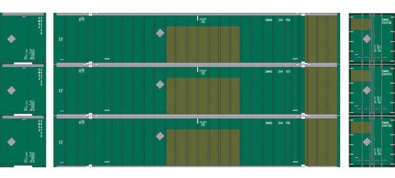 Athearn HO ATHN-2321 - 53' Stoughton Container "EMHU"  (3 Car Set)