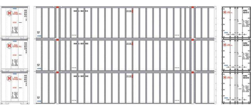 Athearn HO ATHN-2326 - 53' Stoughton Container "HUNU"  (3 Car Set)