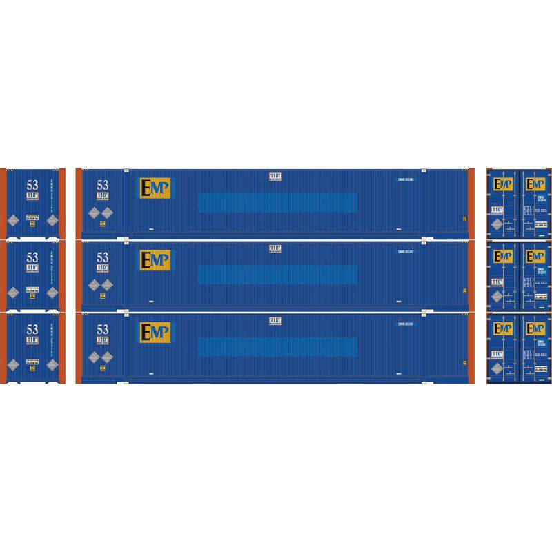 Athearn HO 2657 - 53' Jindo Containers "EMHU" #203345/203357/203381 (3-Pack)