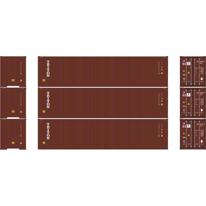 Athearn HO 2703 - 40' Corrugated High-Cube Containers "Triton"  (3 Pack)