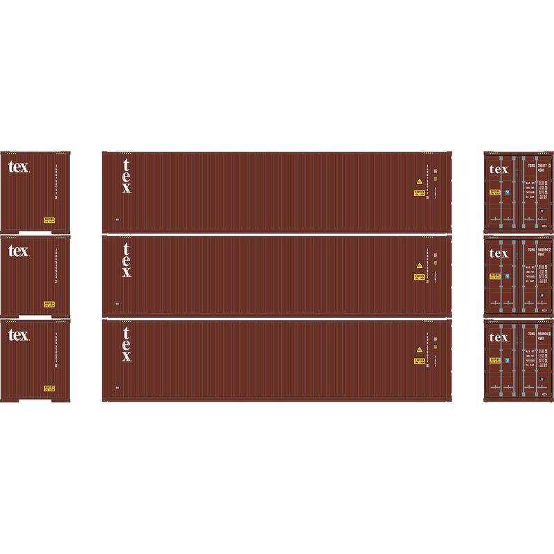 Athearn HO 2705 - 40' Corrugated High-Cube Containers "Textainer"  (3 Pack)