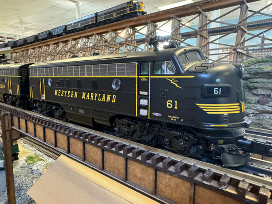 MTH 20-21803-1 - F-7 A Unit Diesel Engine "Western Maryland" #61 w/ PS3 (Hi-Rail Wheels) - MrMuffin'sTrains