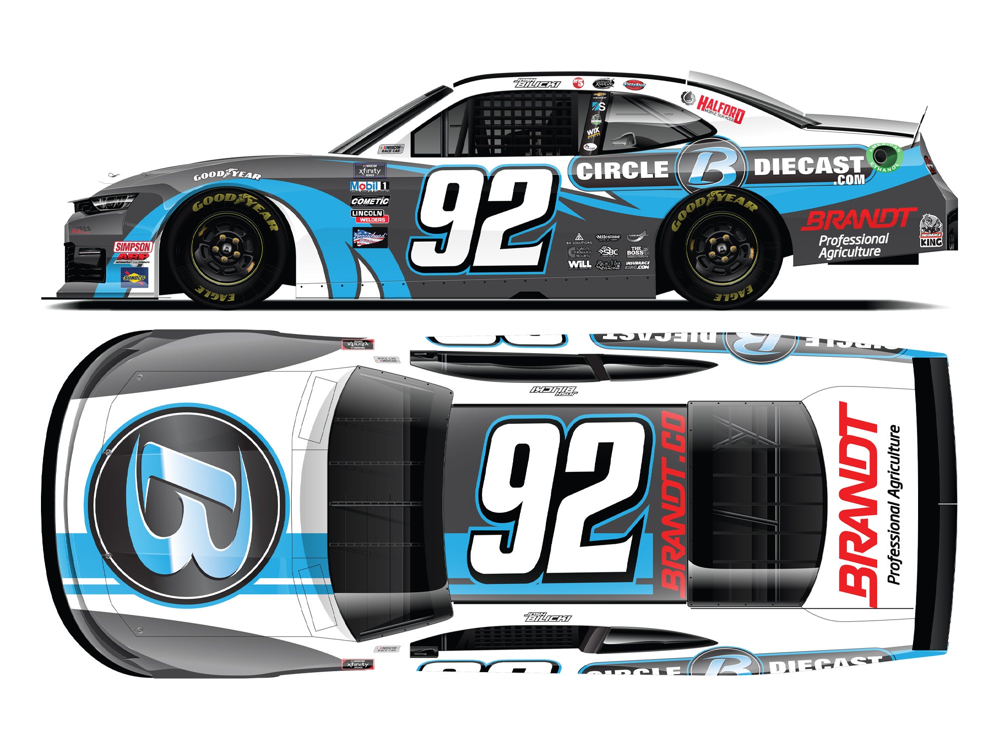 Lionel Racing - NASCAR Xfinity Series 2024 - Josh Bilicki - #92 Circle B Diecast Throwback
