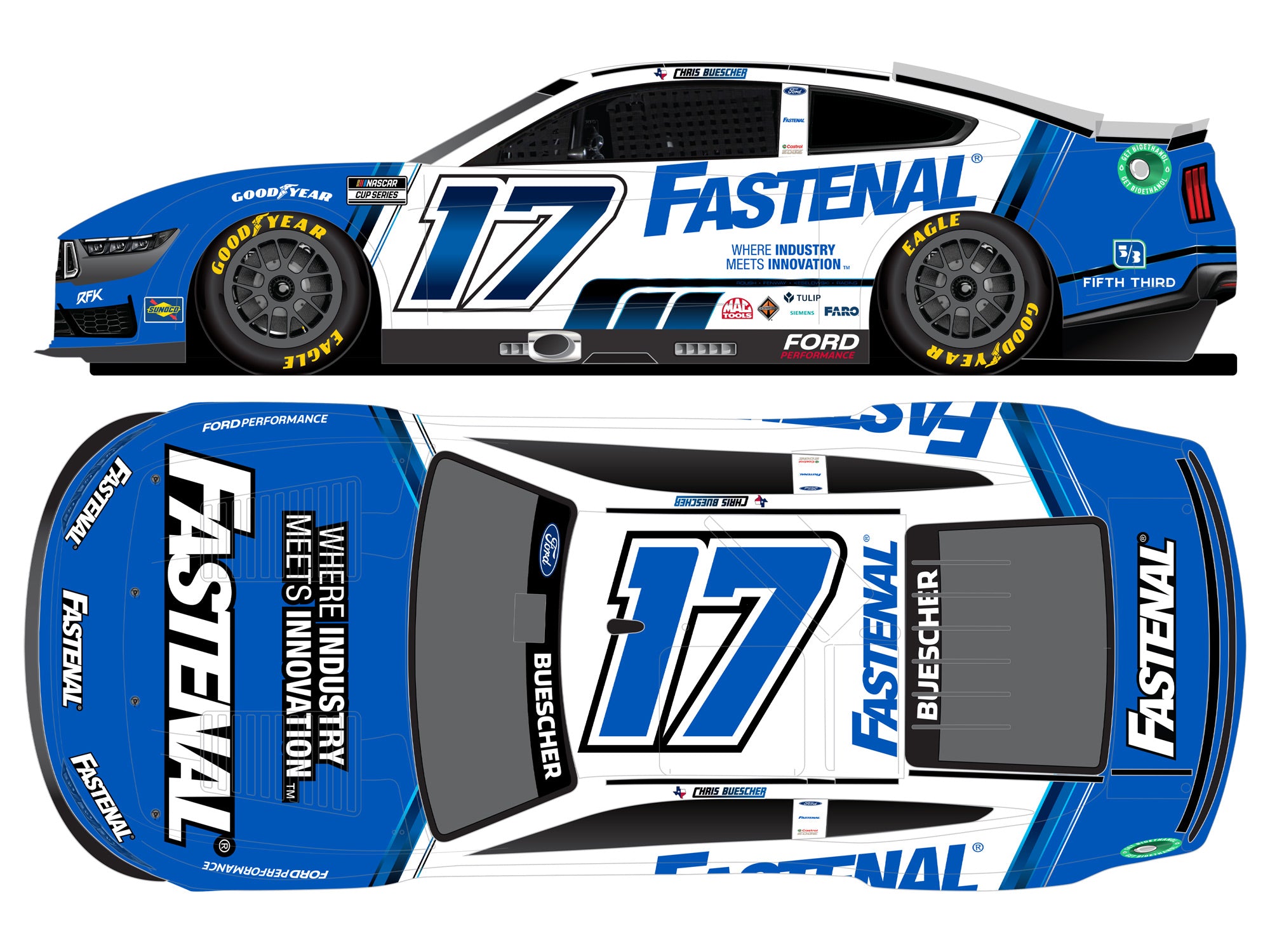 Lionel Racing - NASCAR Cup Series 2024 - Chris Buescher - #17 Fastenal White