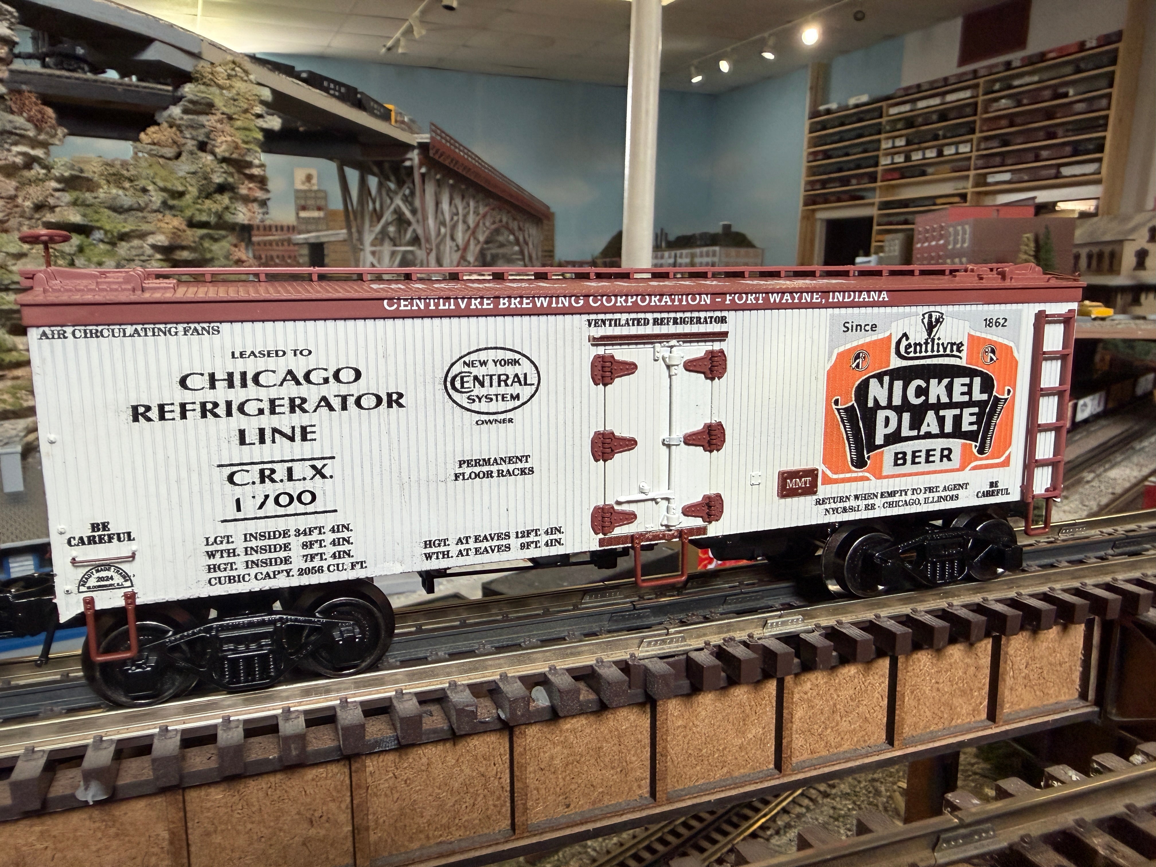 Ready Made Trains RMT-86199-152 - 36' Woodside Reefer Car "New York Central" (Nickel Plate Beer) - Custom Run for MrMuffin'sTrains