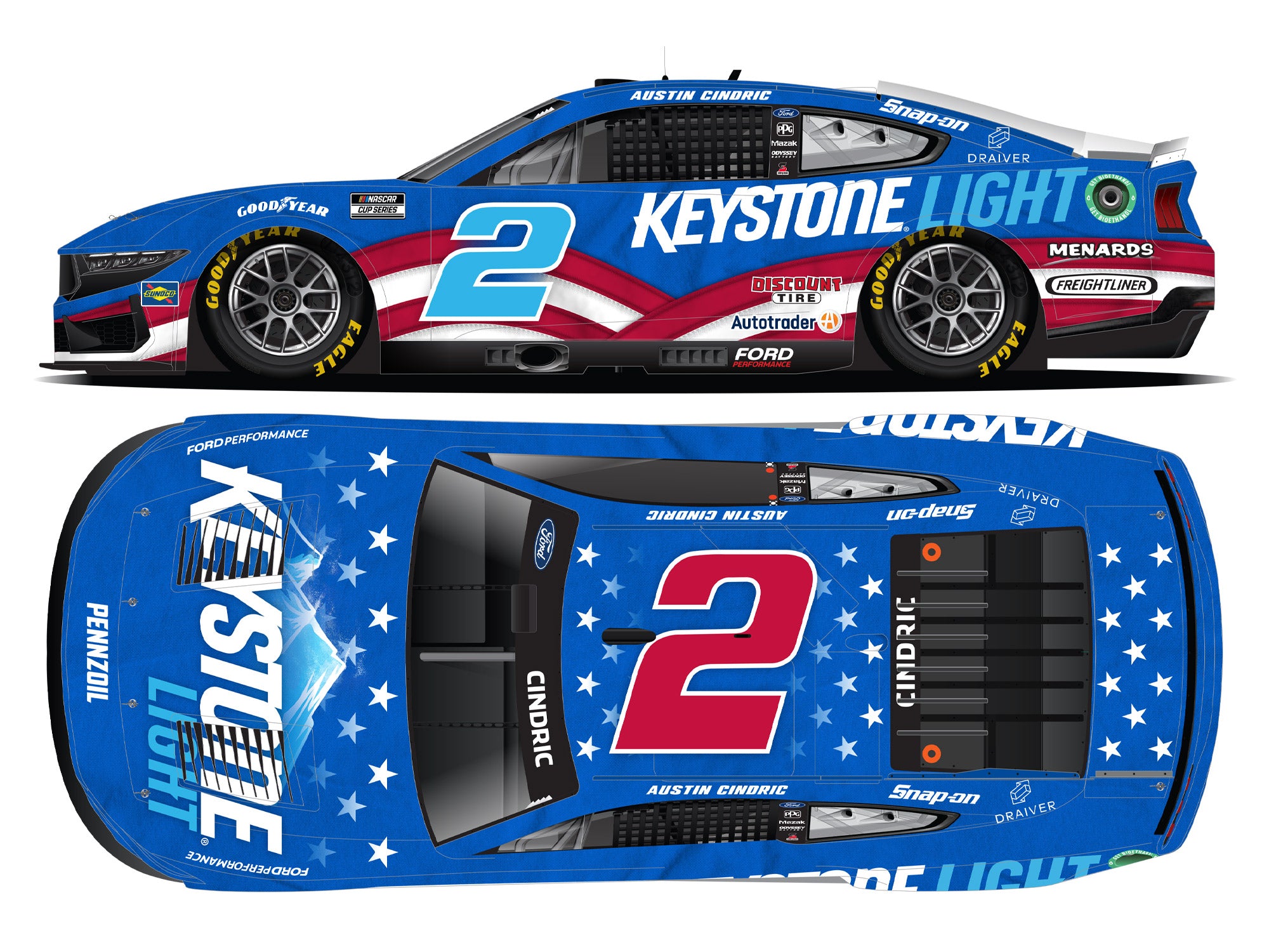 Lionel Racing - NASCAR Cup Series 2024 - Austin Cindric - #2 Keystone Light