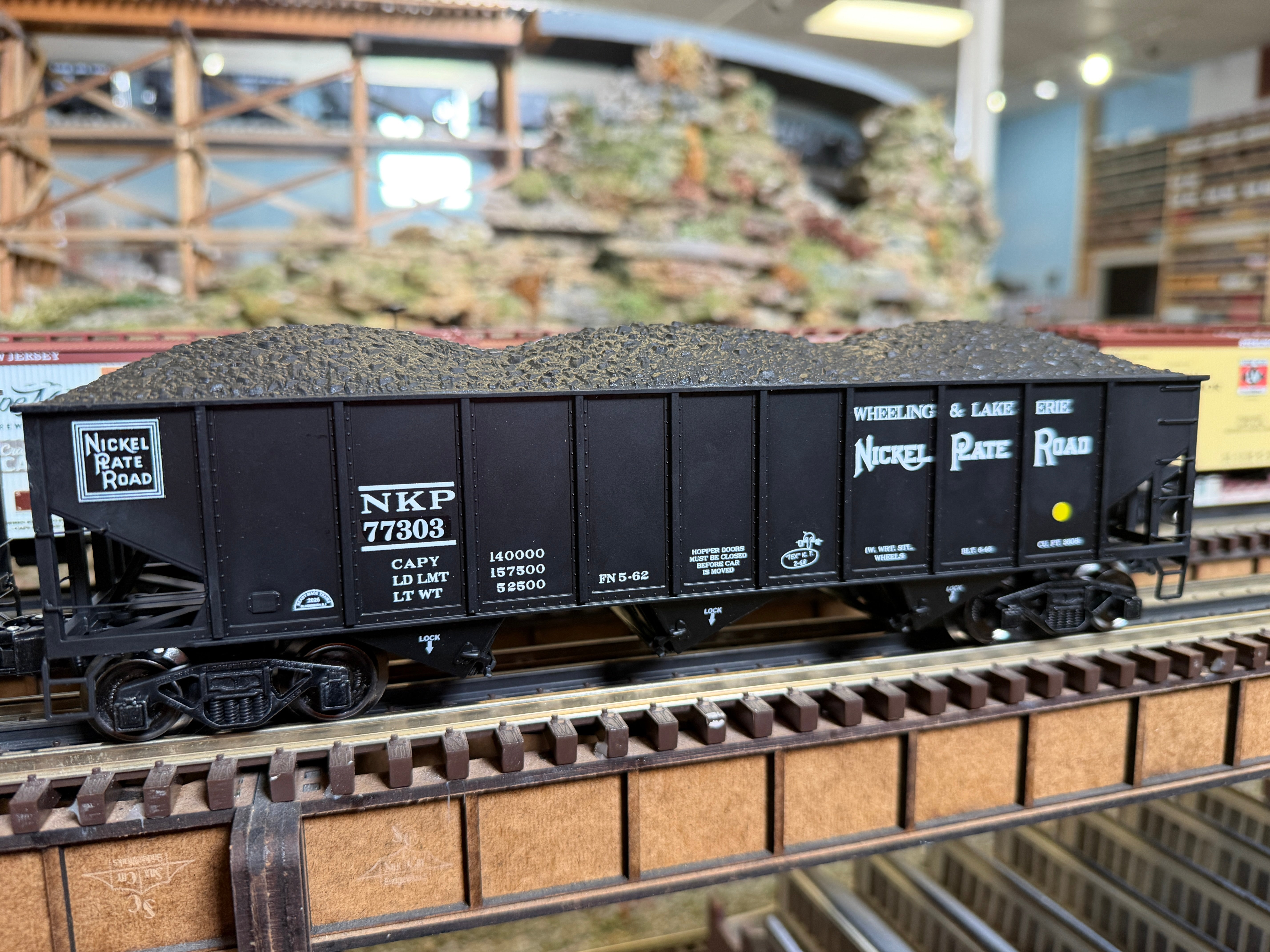 Ready Made Trains RMT-66245-3 - 70 Ton 3-Bay Coal Hopper Car "Nickel Plate Road" w/ Load (Wheeling & Lake Erie) - Custom Run for MrMuffin'sTrains