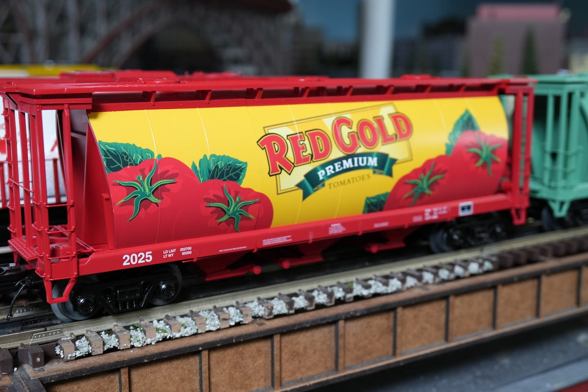 MTH 20-96883 - Premier - 3-Bay Cylindrical Hopper Car "Red Gold” #2025 - Custom Run for MrMuffin'sTrains
