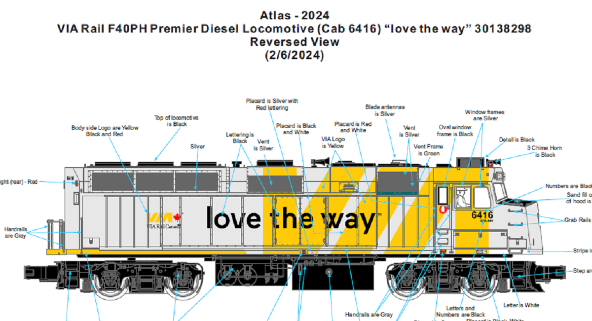 Atlas O 30138298 - Premier - F40PH Diesel Locomotive "VIA Rail Canada" #6416 w/ PS3 (love the way) - Custom Run for MrMuffin'sTrains