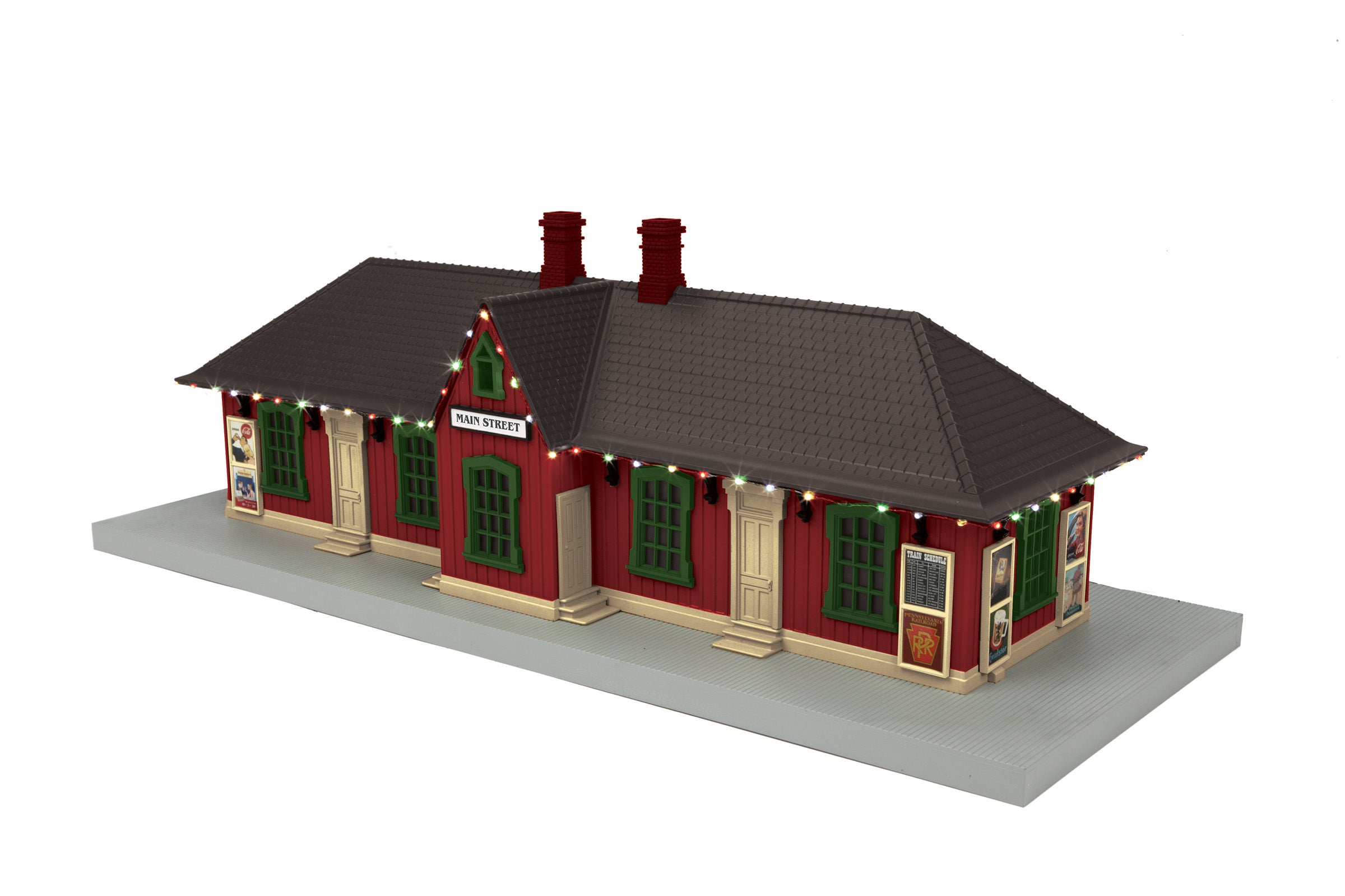 MTH 30-90641 - Country Passenger Station "Main Street" w/ Operating Christmas Lights
