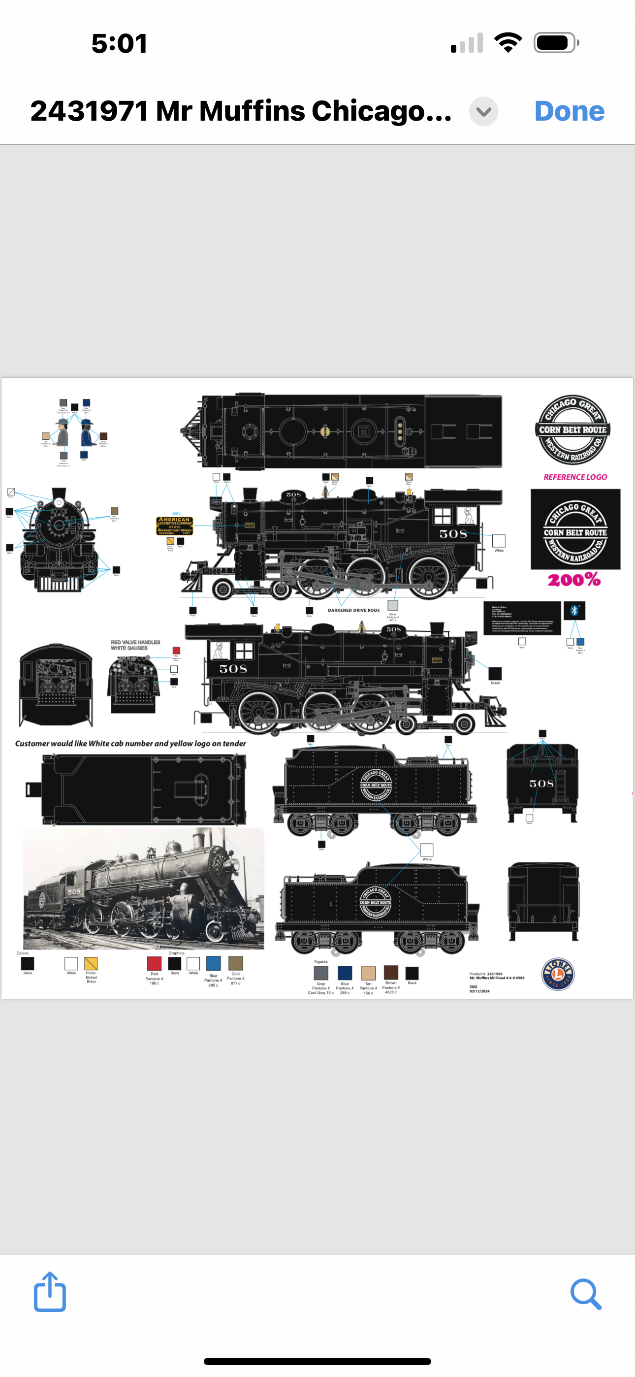 Lionel 2431971 - Legacy 4-6-0 Steam Locomotive "Chicago Great Western" #508 - Custom Run for MrMuffin'sTrains