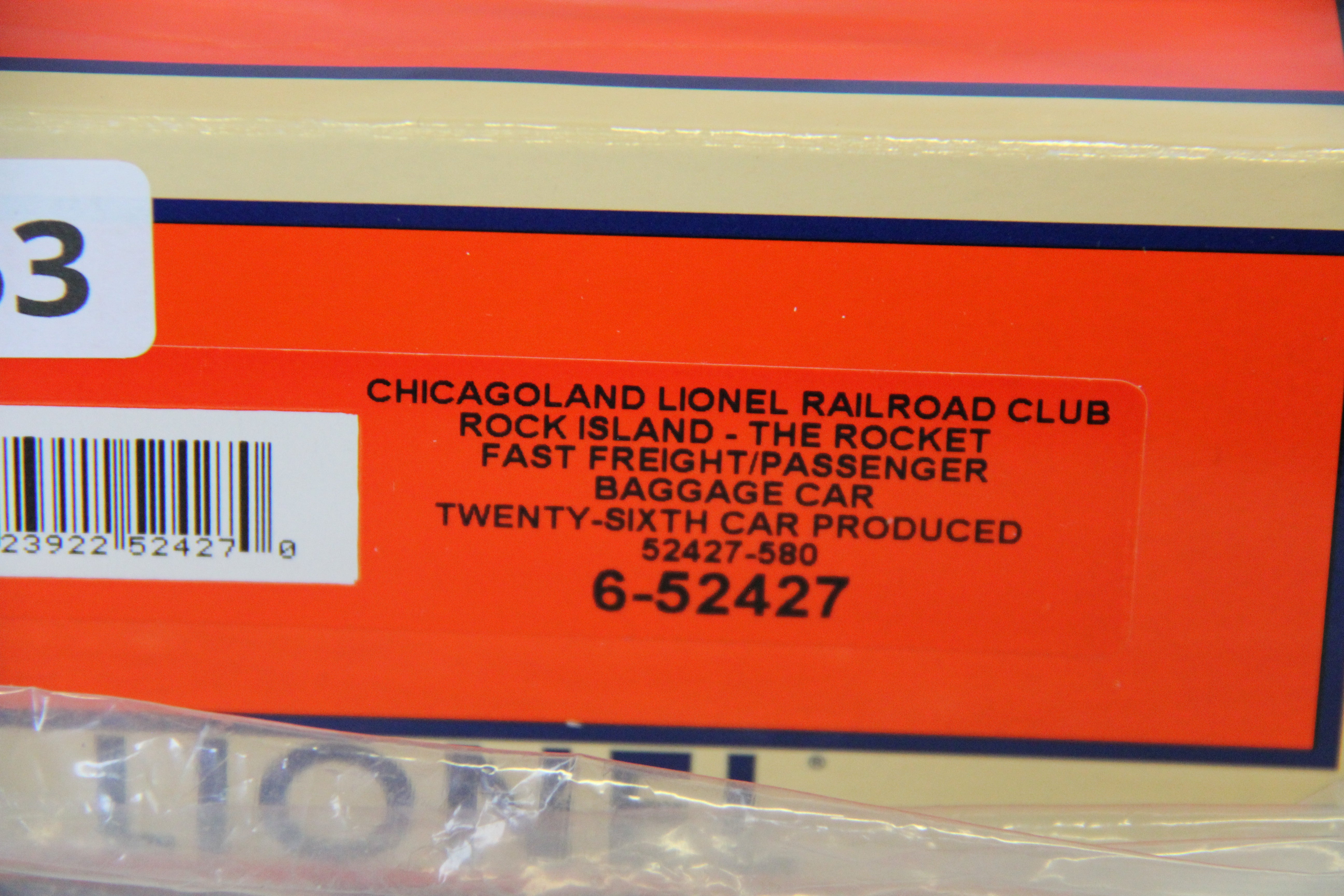 Lionel 6-52427 Chiagoland Lionel Railroad Club Rock Island -The Rocket Baggage Car-Second hand-M7453 - MrMuffin'sTrains