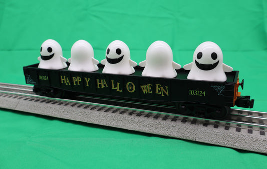 MTH 30-72245 - RailKing - Gondola Car "Halloween" w/ Flickering Lighted Ghosts (Black)
