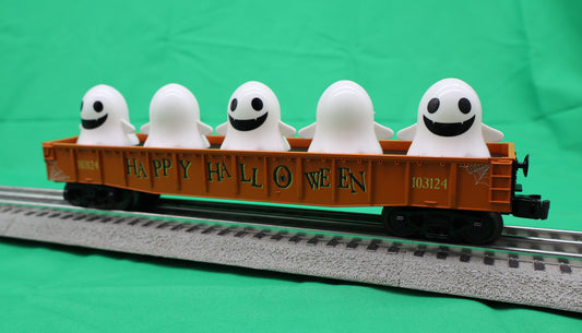MTH 30-72246 - RailKing - Gondola Car "Halloween" w/ Flickering Lighted Ghosts (Orange)