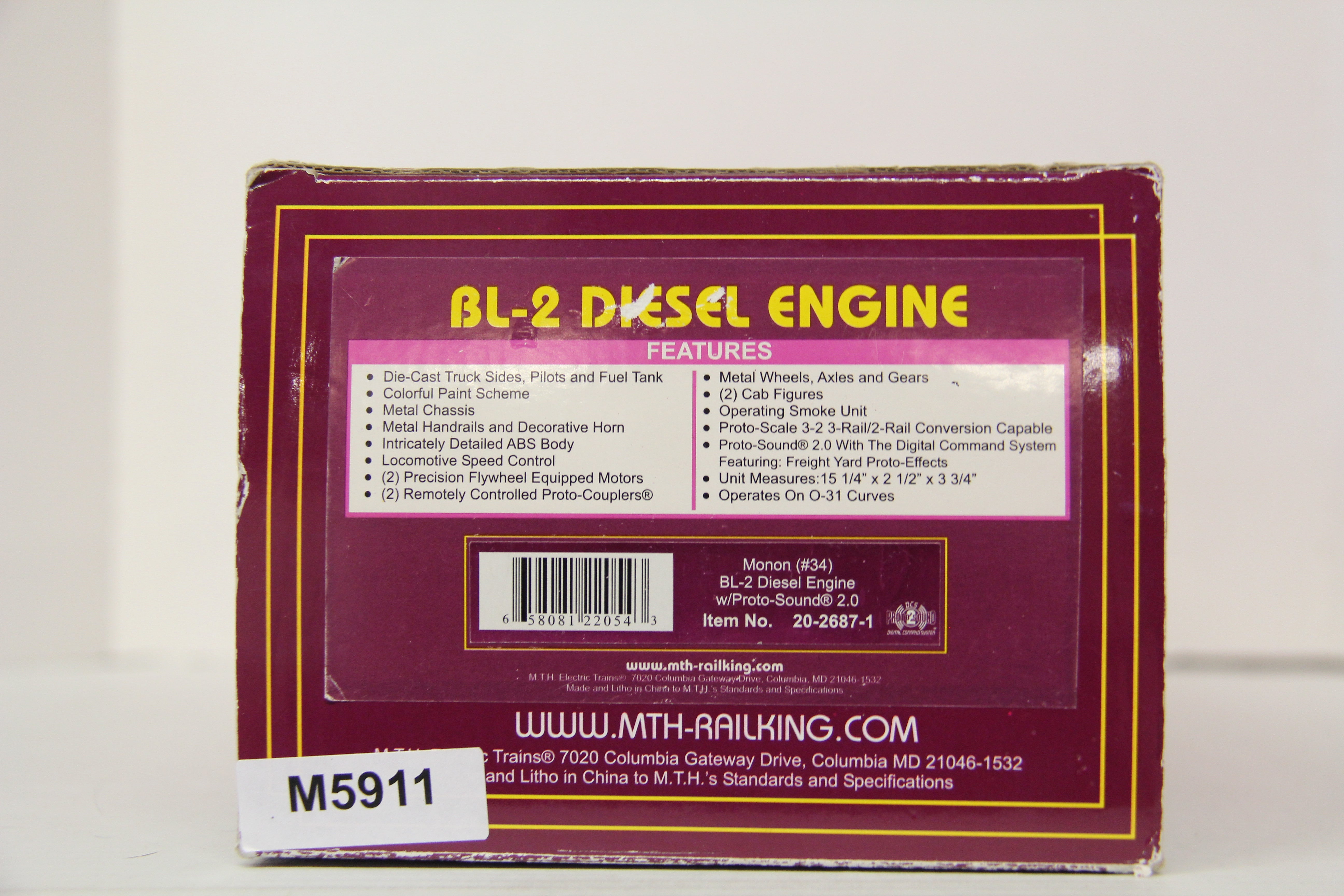 MTH 20-2687-1 Monon #34 BL-2 Diesel Engine with PS2-Second hand-M5911