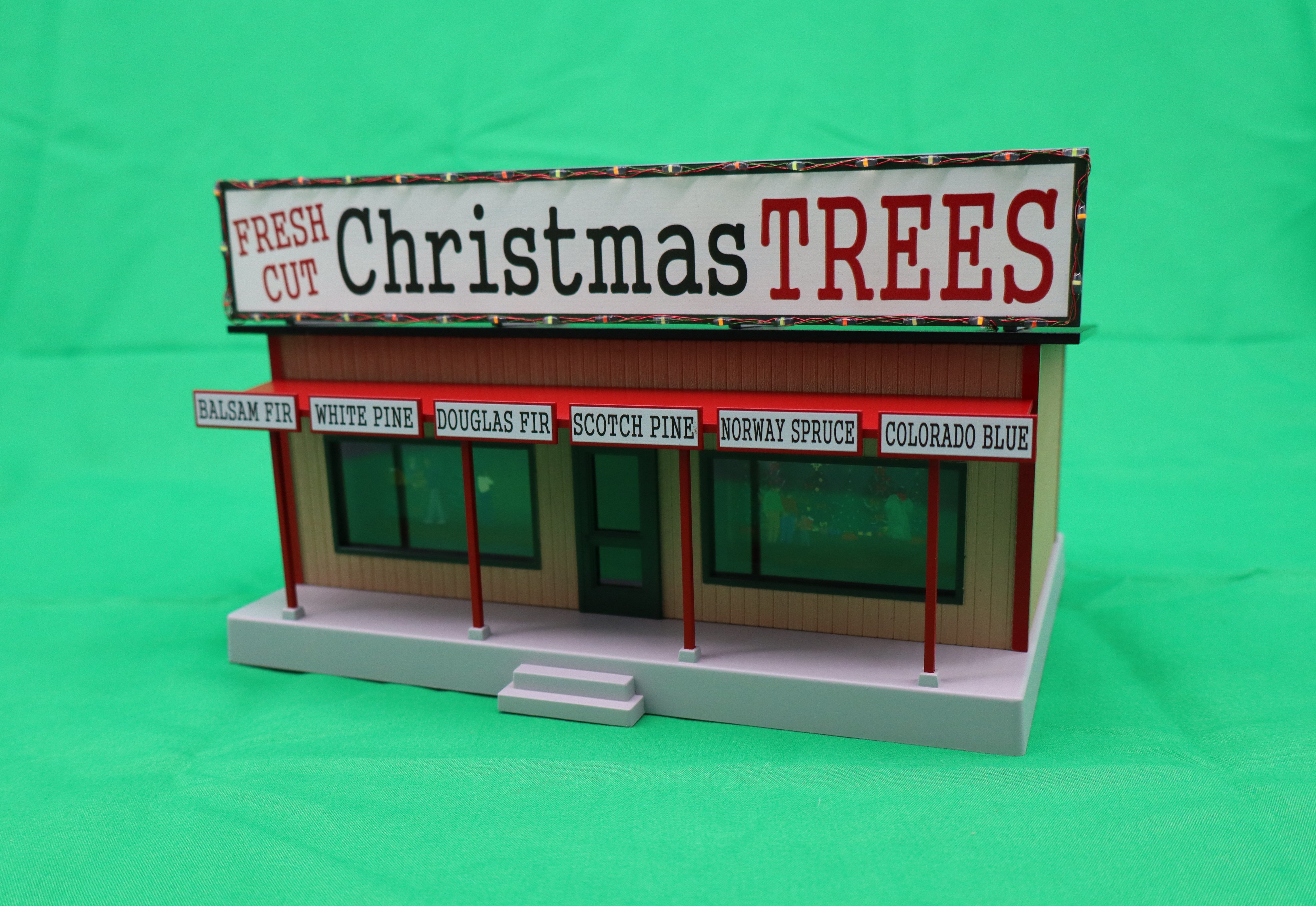 MTH 30-90690 - Road Side Stand "Christmas Trees" w/ Operating Christmas Lights