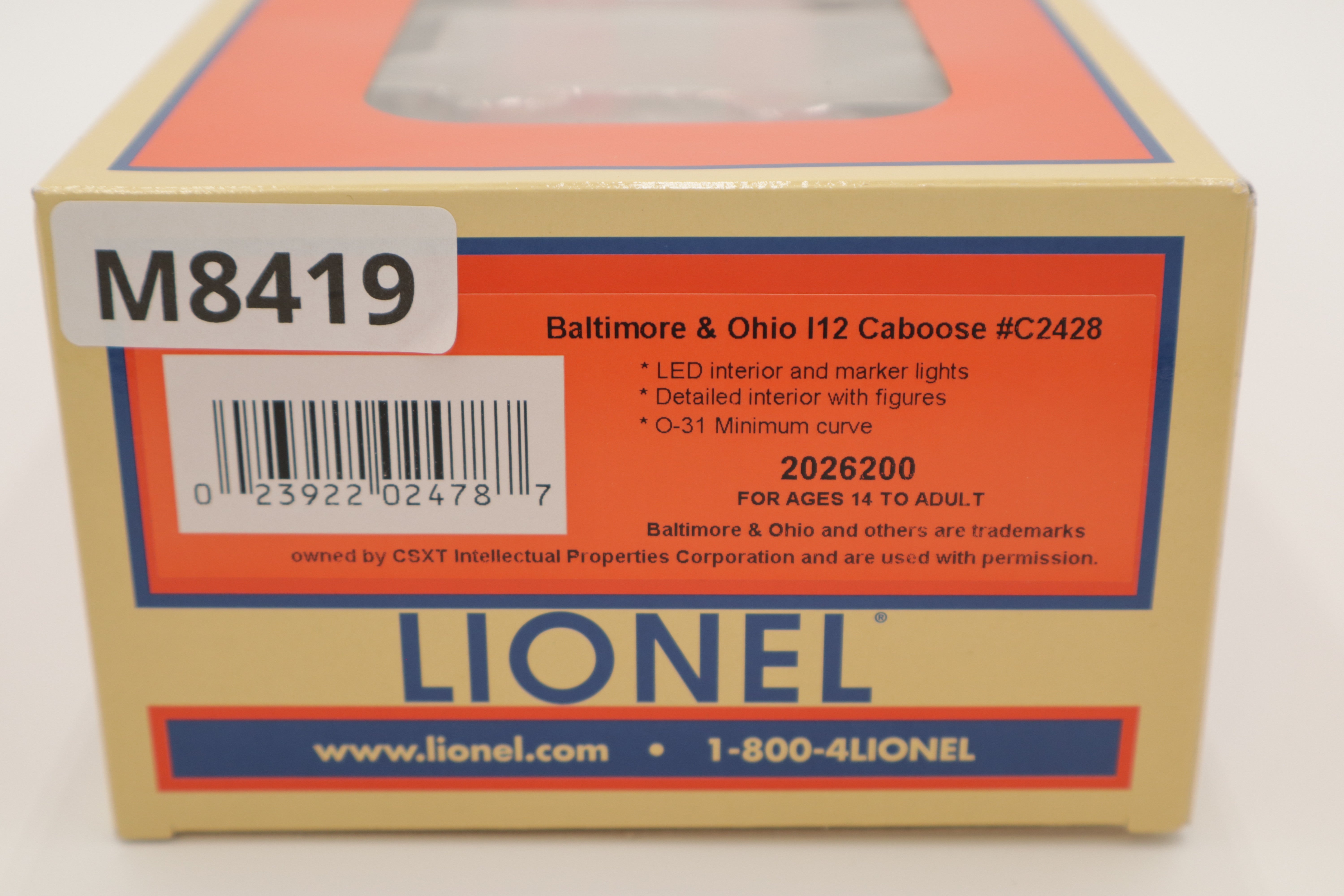 Lionel 2026200 Baltimore & Ohio l12 Caboose #C2428-Second hand-M8419