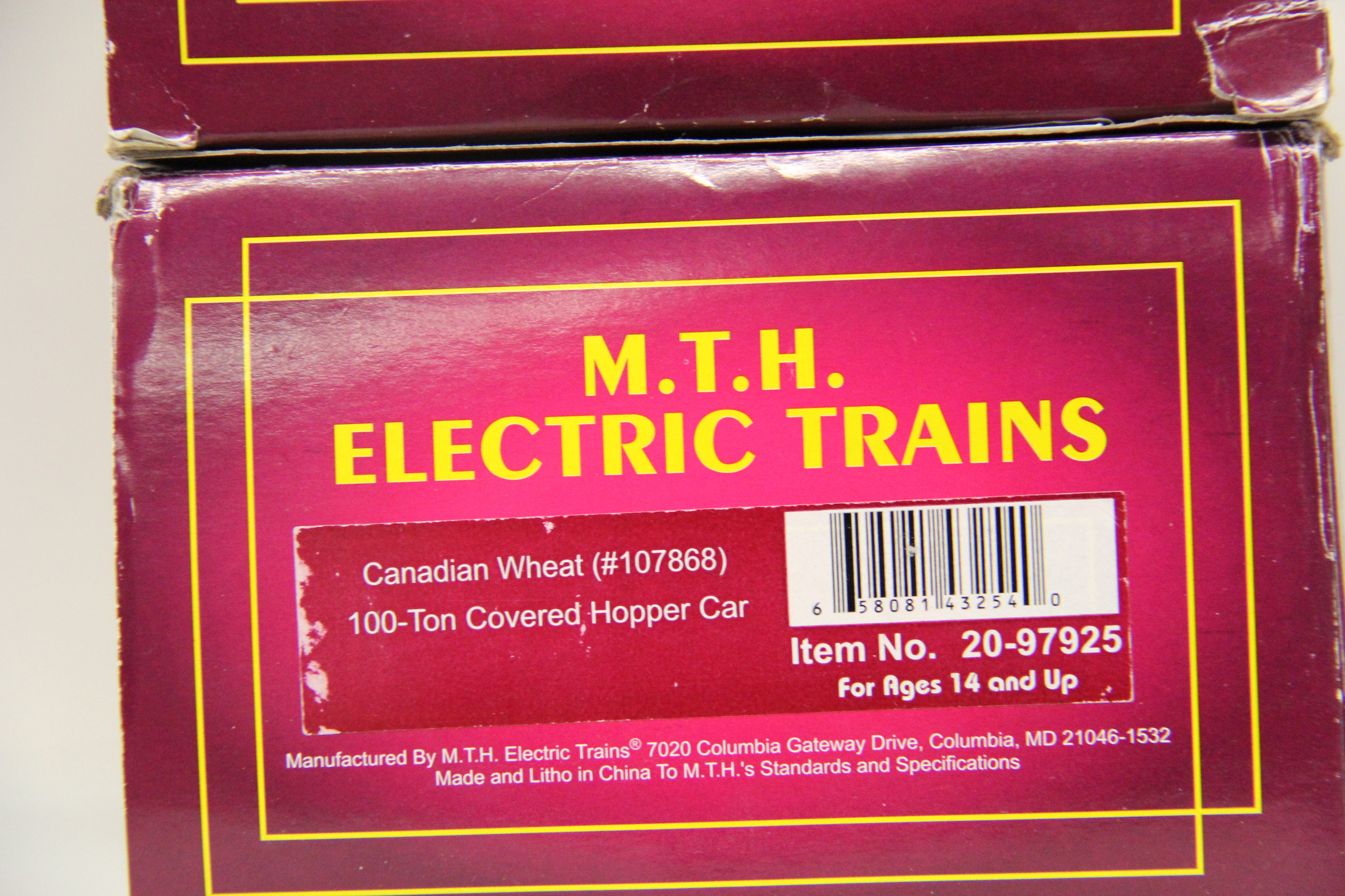 MTH 20-97925 Canadian Wheat #107864 & #107868 100-Ton Covered Hopper Car-2 Set-Second hand-M6147