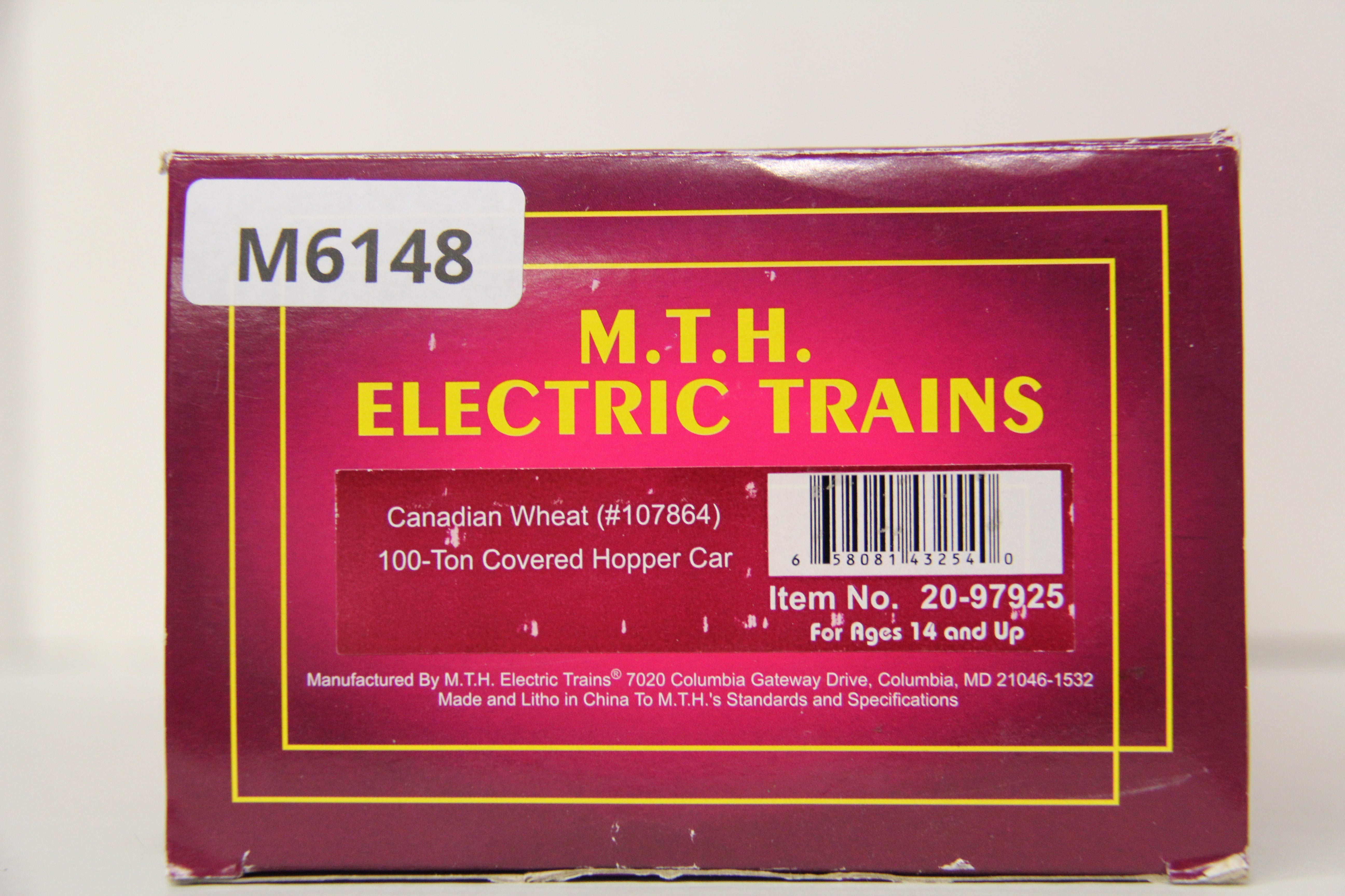 MTH 20-97925 Canadian Wheat #107868 100-Ton Covered Hopper Car-Second hand-M6148