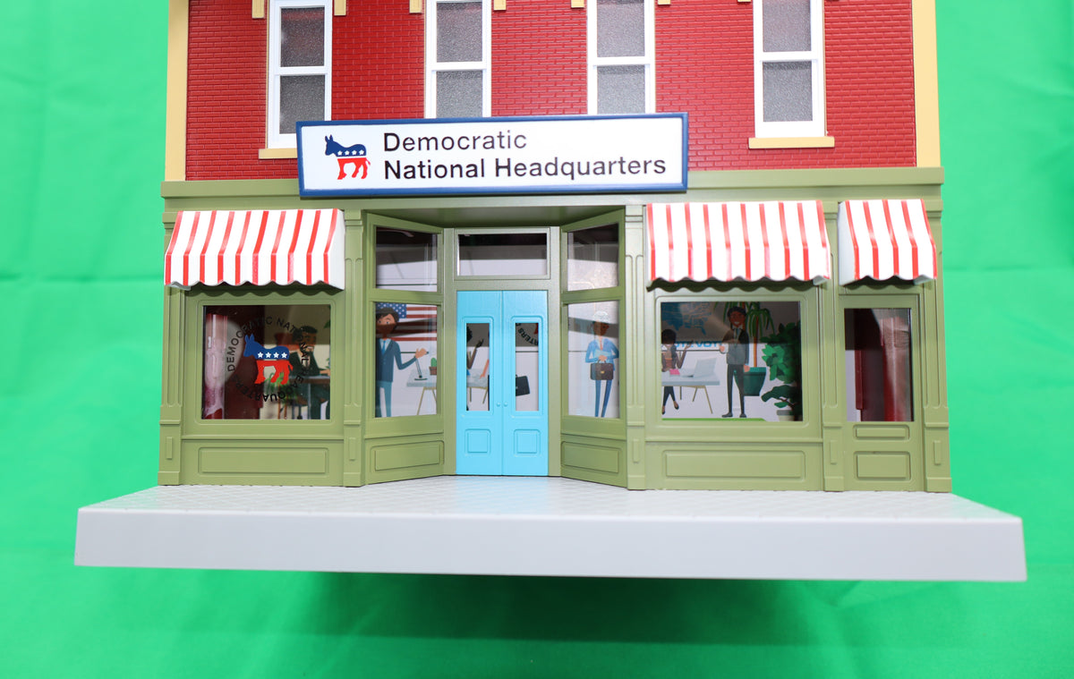 MTH 30-90688 - 2-Story City Building 1 "Democratic National Committee" w/ LEDs - MrMuffin'sTrains