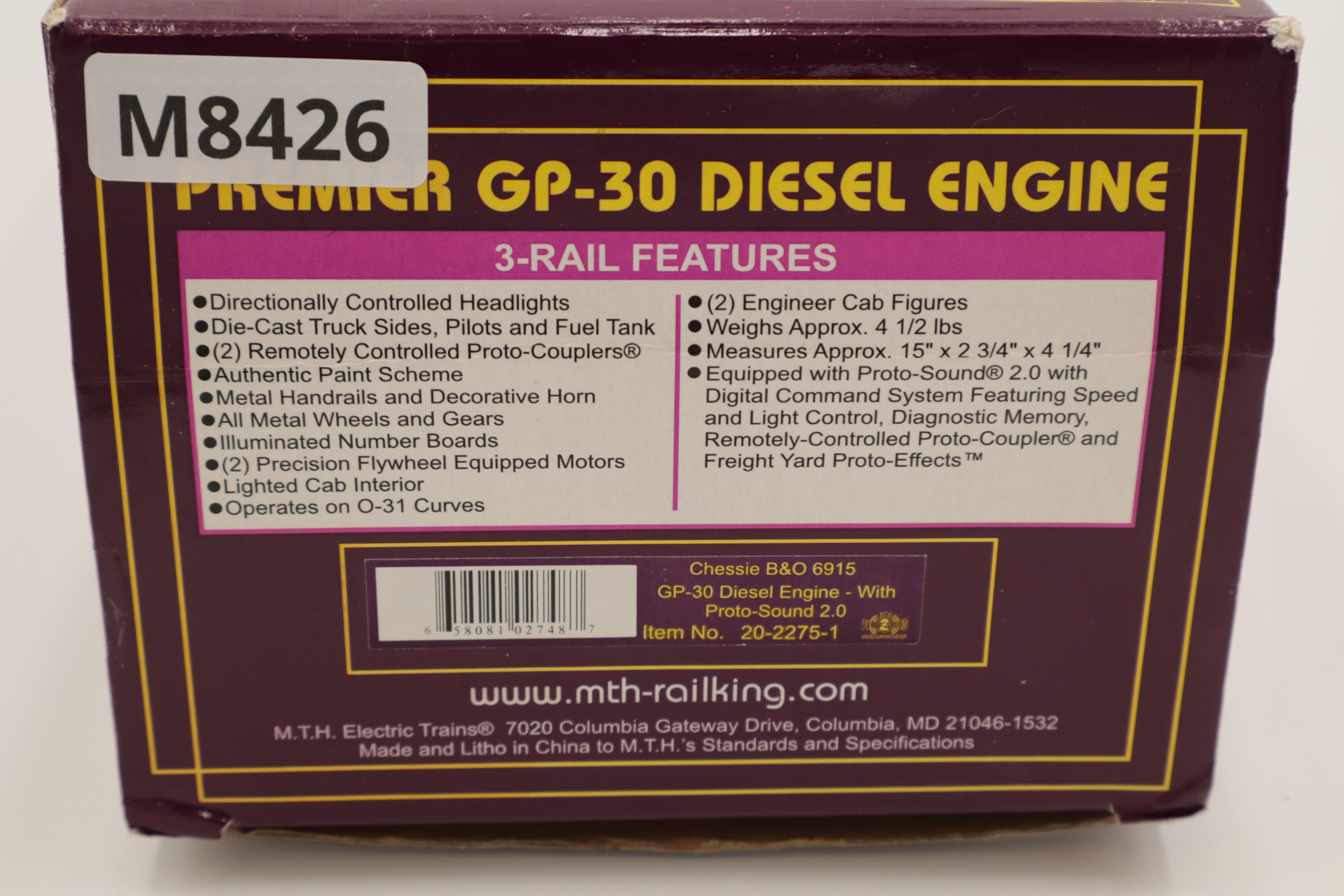 MTH 20-2275-1 Chessie B&O GP-30 Diesel Engine  #6910 WEATHERED BY Industrial Models Don Smith-Second hand-M8426
