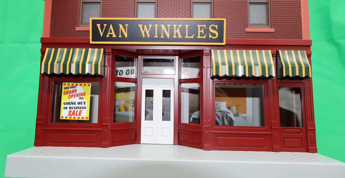 MTH 30-90685 - 2-Story City Building 1 "Rip Van Winkle Mattress Store" w/ LEDs - MrMuffin'sTrains