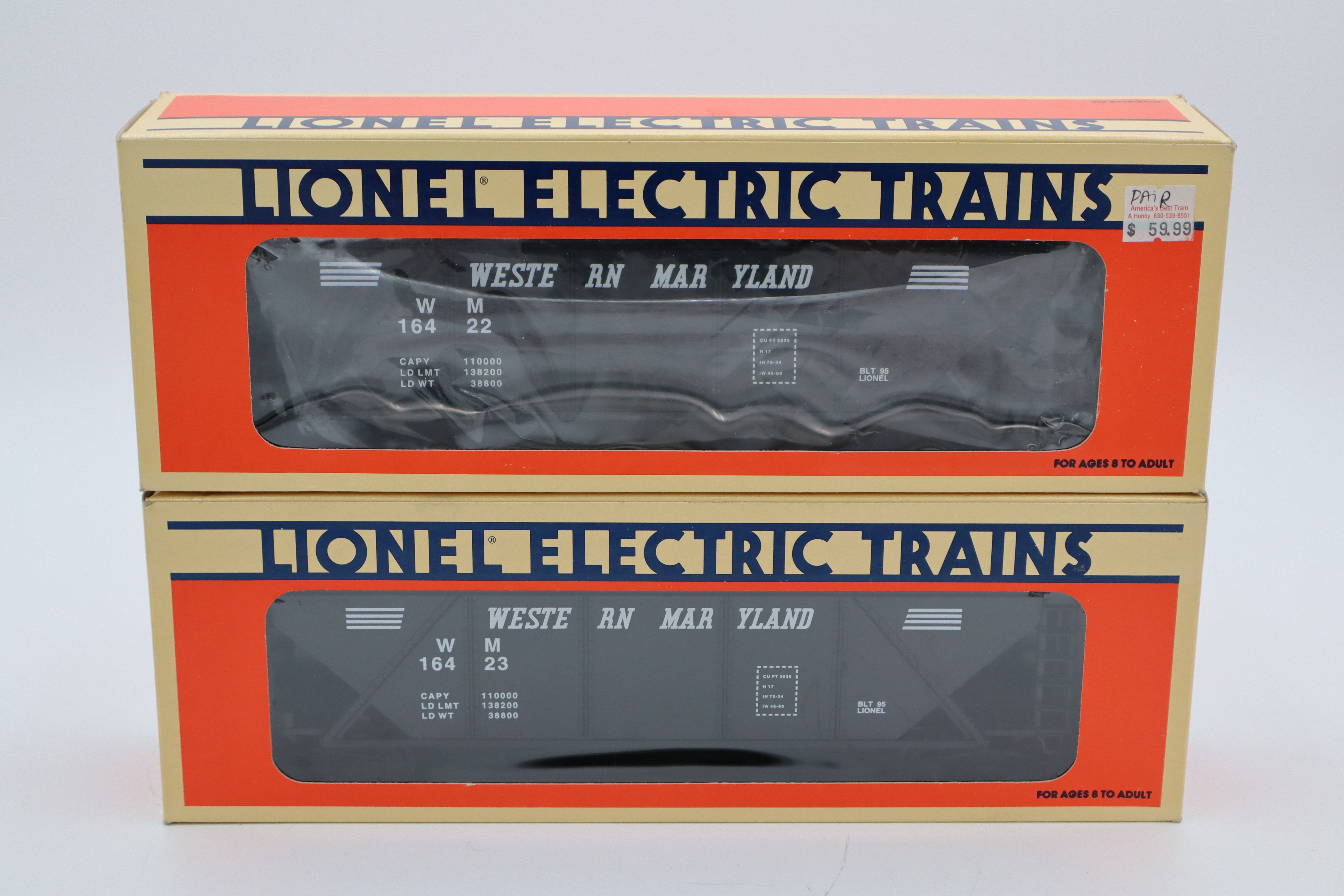 Lionel 6-16422 & 6-16423 Western Maryland Hopper 2 Set-Second hand-M8429