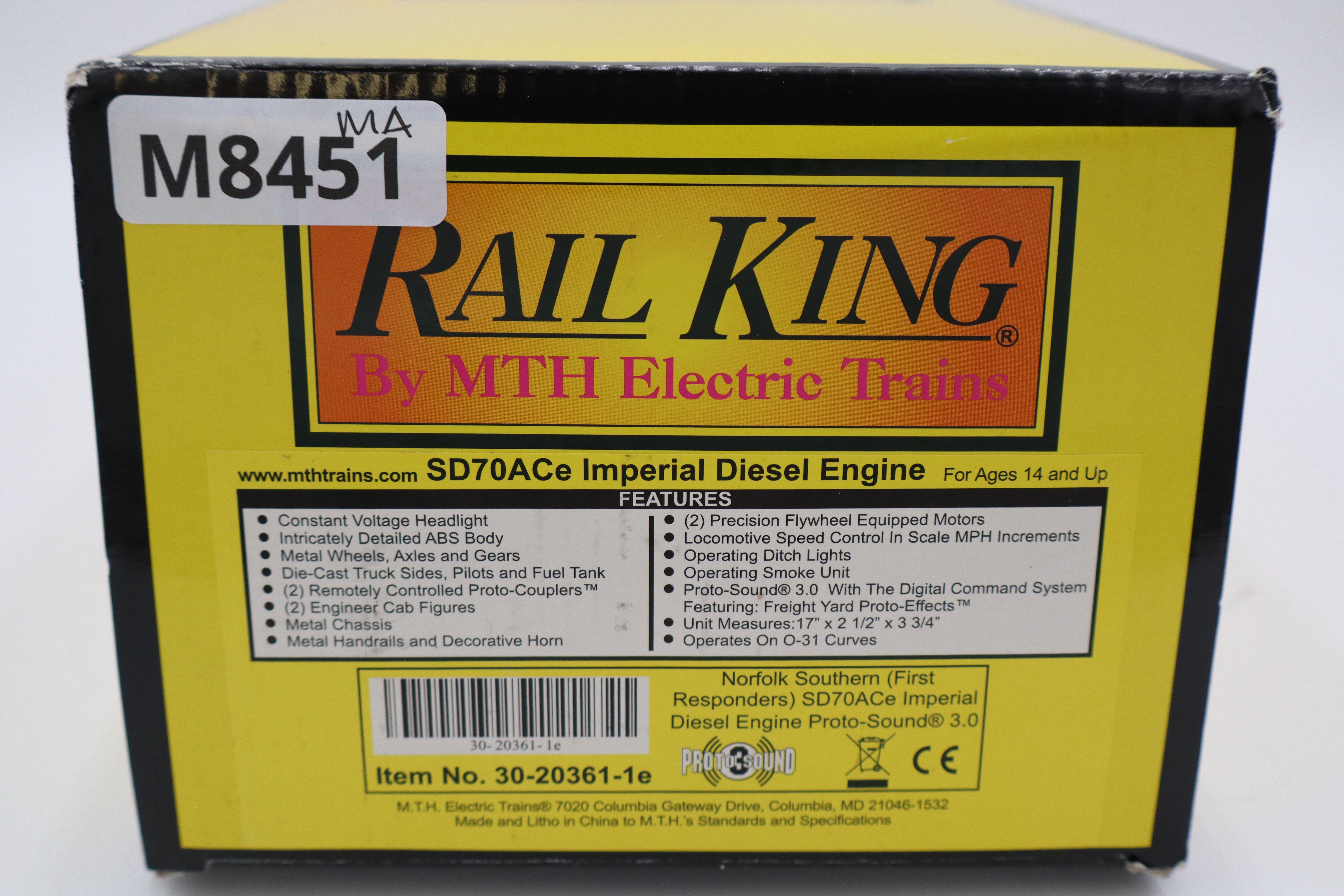 Rail King 30-20361-1e Norfolk Southern First Responders SD70ACe Imperial Diesel Engine & Rail King 30-20361a Norfolk Southern First Responders Bay Window Caboose-Second hand-M8451