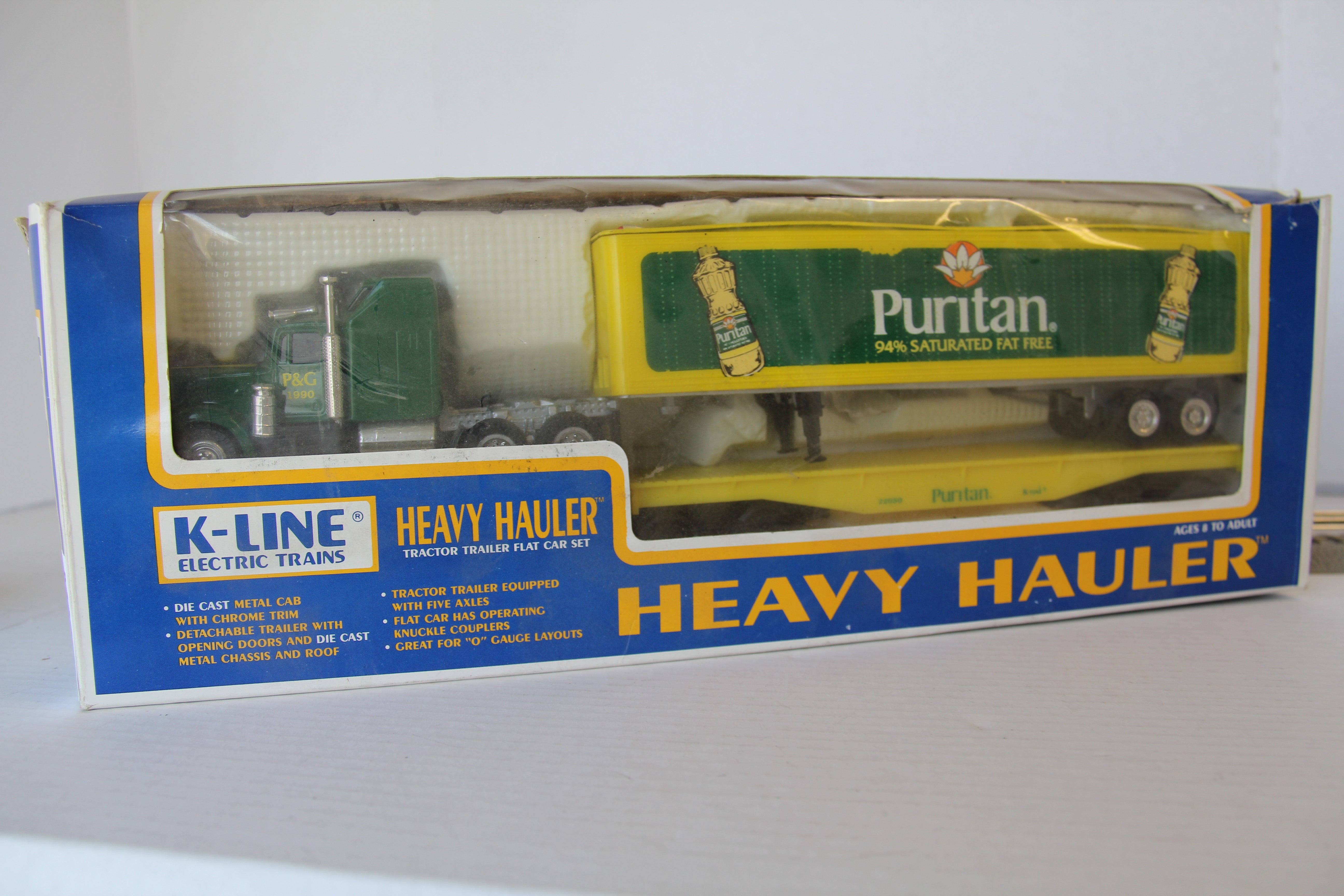 K Line Heavy Hauler Tractor Trailer Flat Car Set Puritan O Scale-Second hand-M4059