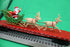 MTH 30-76917 - Flat Car "Christmas" #122524 w/ LED Lights, Santa Sleigh & Reindeer (Red)