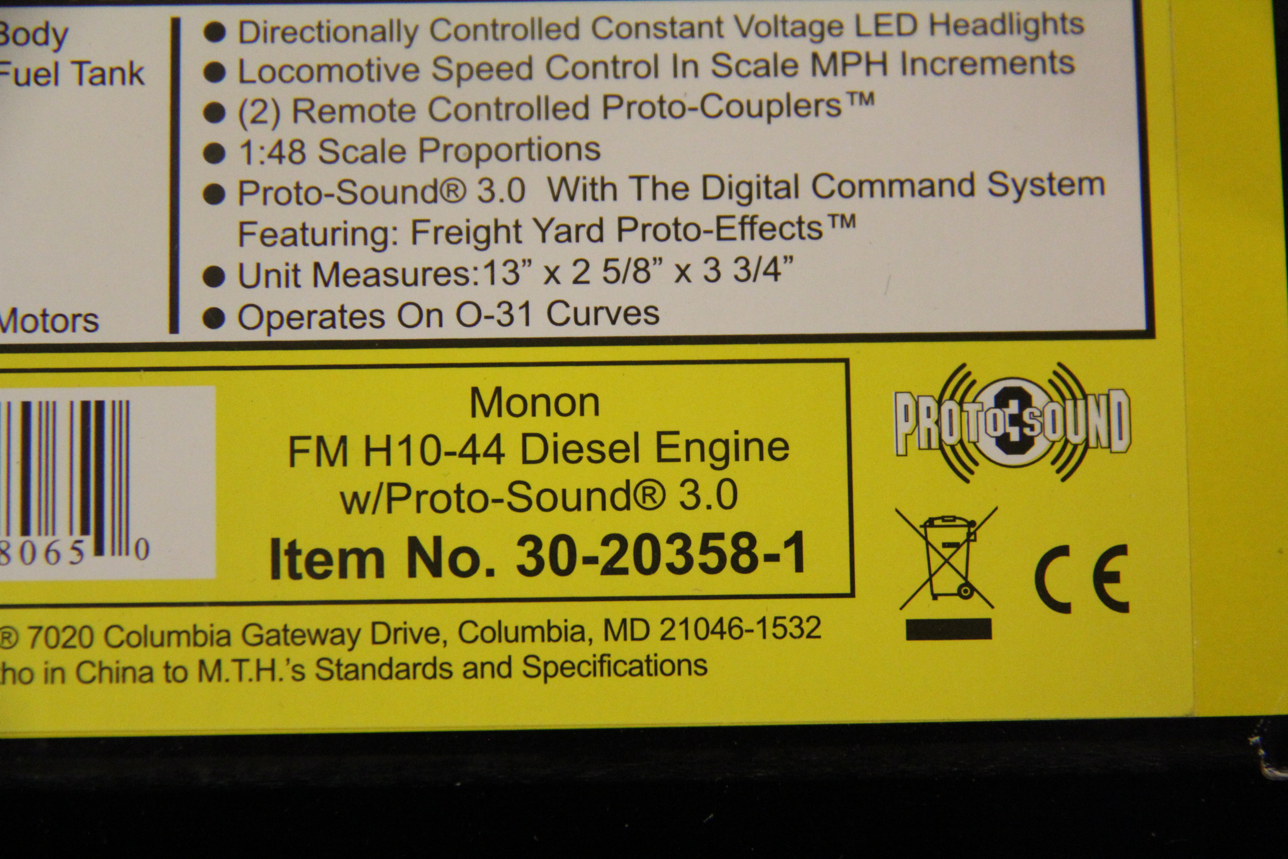 MTH Rail King 30-20358-1 Monon FM H10-44 Diesel Engine-Custom Run-Second hand-M4114