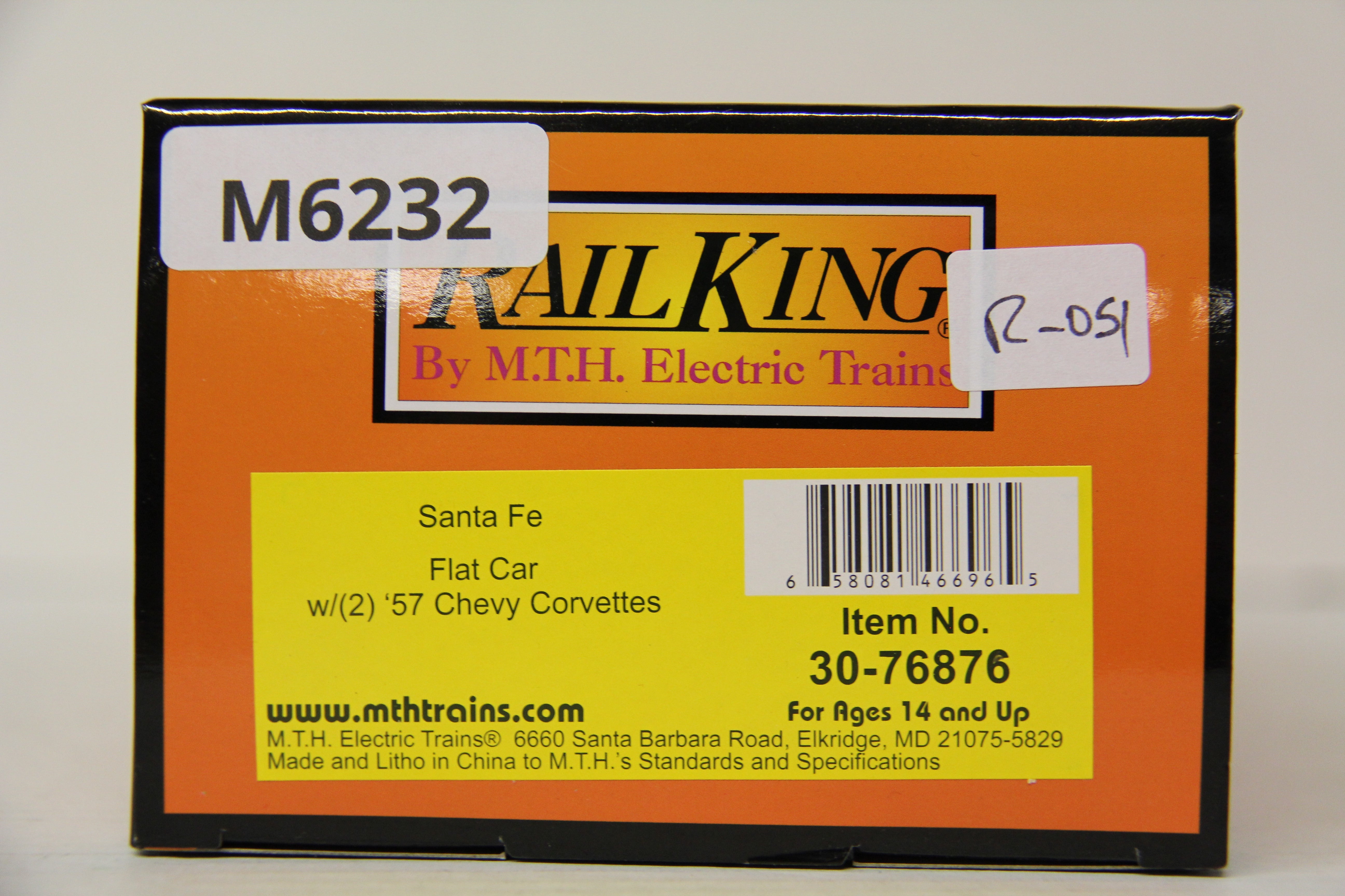 Rail King 30-76876 Santa Fe Flat Car w/ 2 1957 Chevy Corvettes-Second hand-M6232