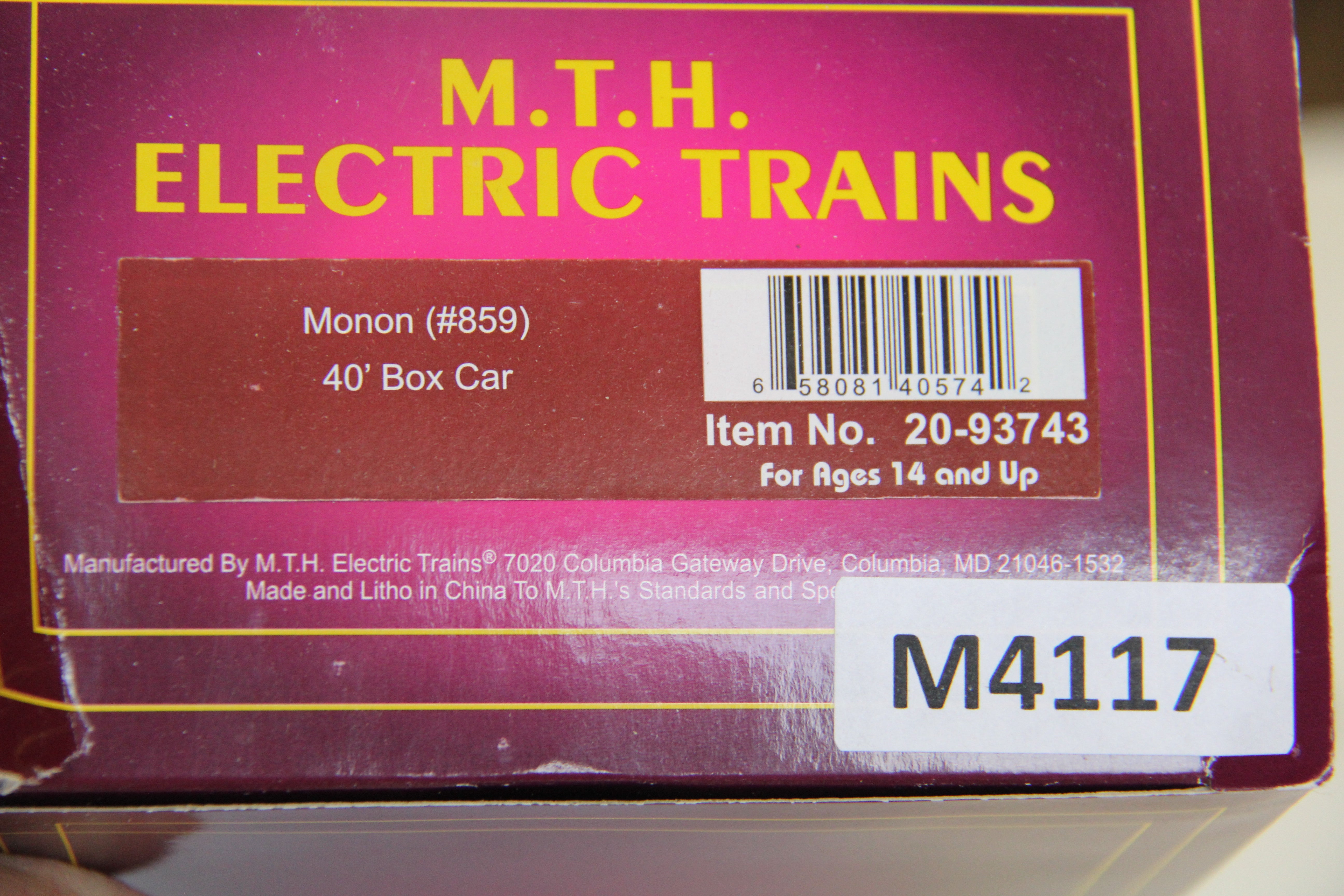 MTH 20-93743 Monon 40' Box Car-Second hand-M4117