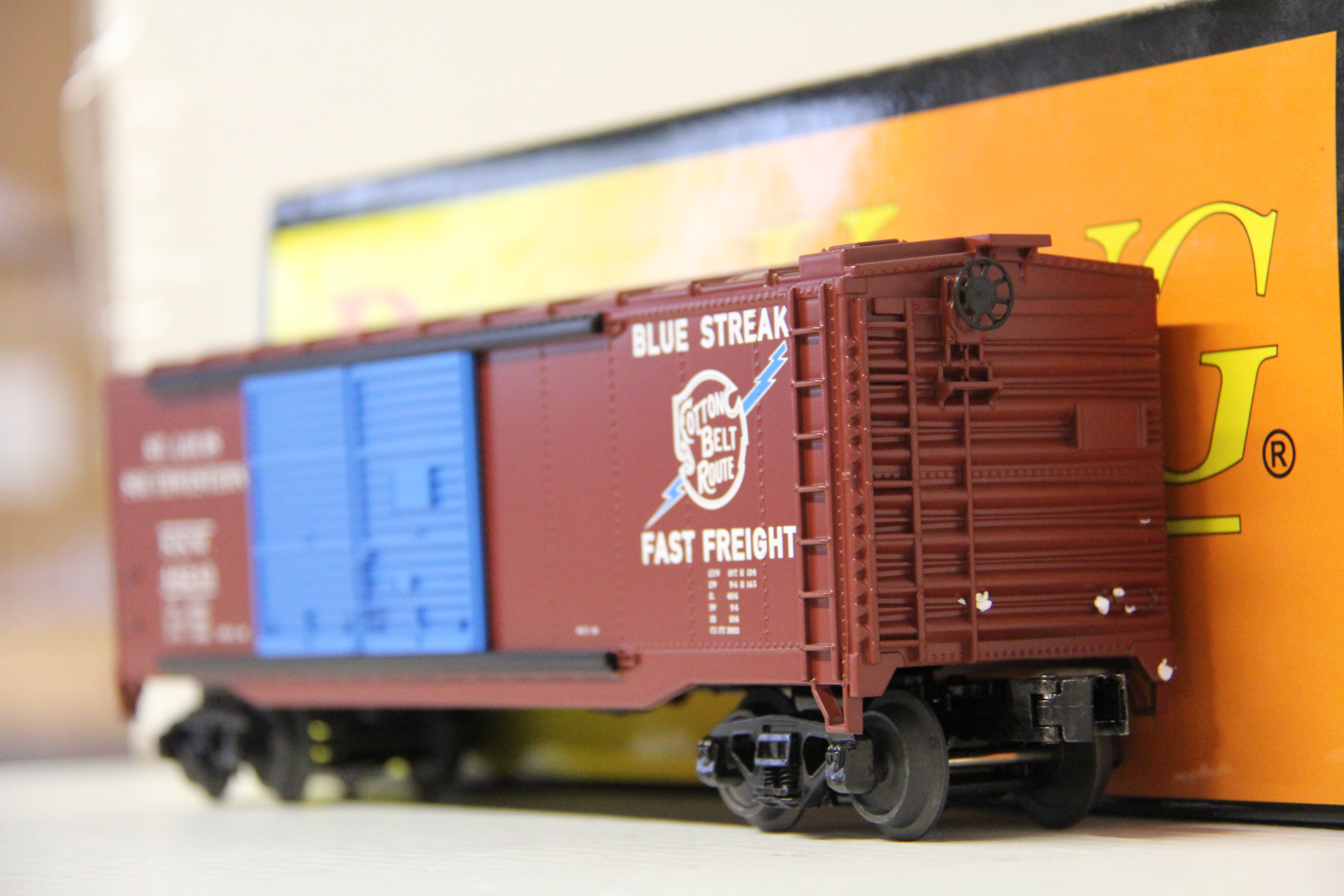 Rail King 30-71008 Cotton Belt 40' Double Box Car-Second hand-M6251