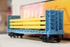 Rail King 30-76714 G.E. Oil and Gas Bulkhead Flat Car w/ Pipe Load-Second hand-M6259